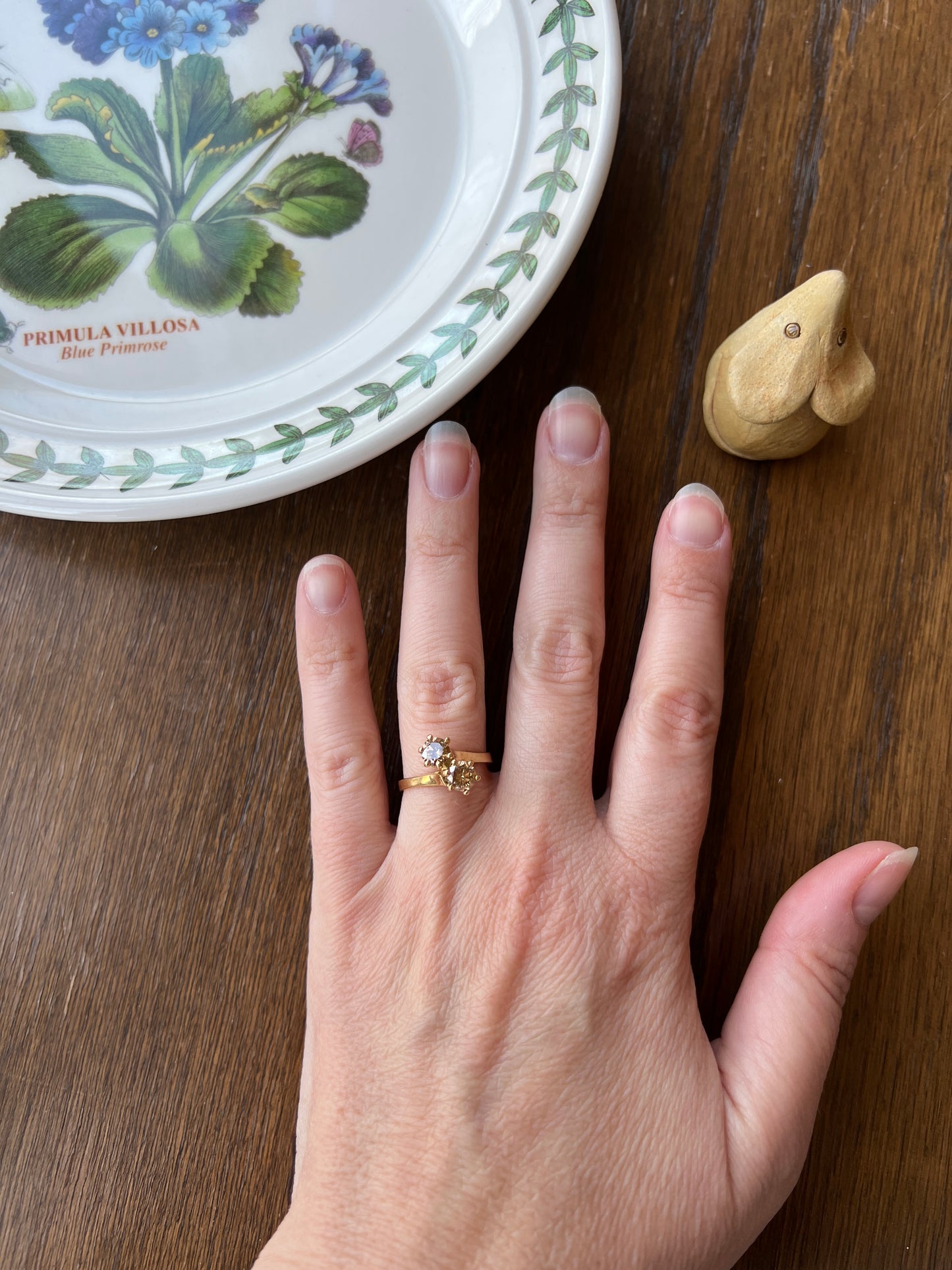 Fancy BROWN 1 Carat Tdw Transitional Cut DIAMOND Toi et Moi Ring 18k Gold Tall Champagne Cognac Stacker French Romantic Gift
