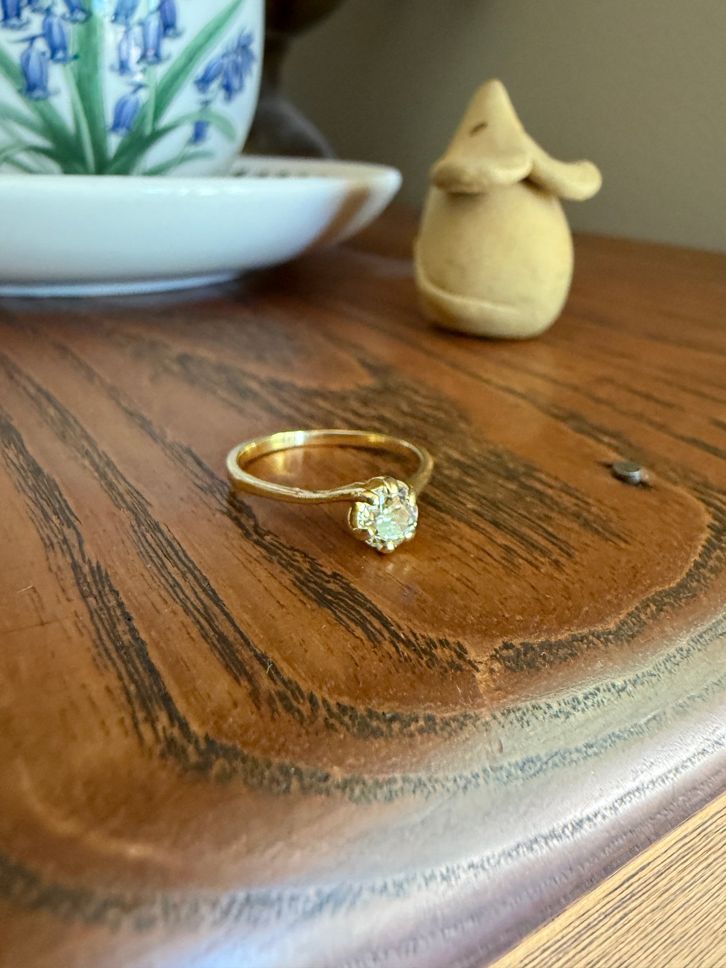 Antique .5 Carat Eye Clean Old Mine Cut Diamond 18k Gold French Swirl Setting Engagement Ring Solitaire