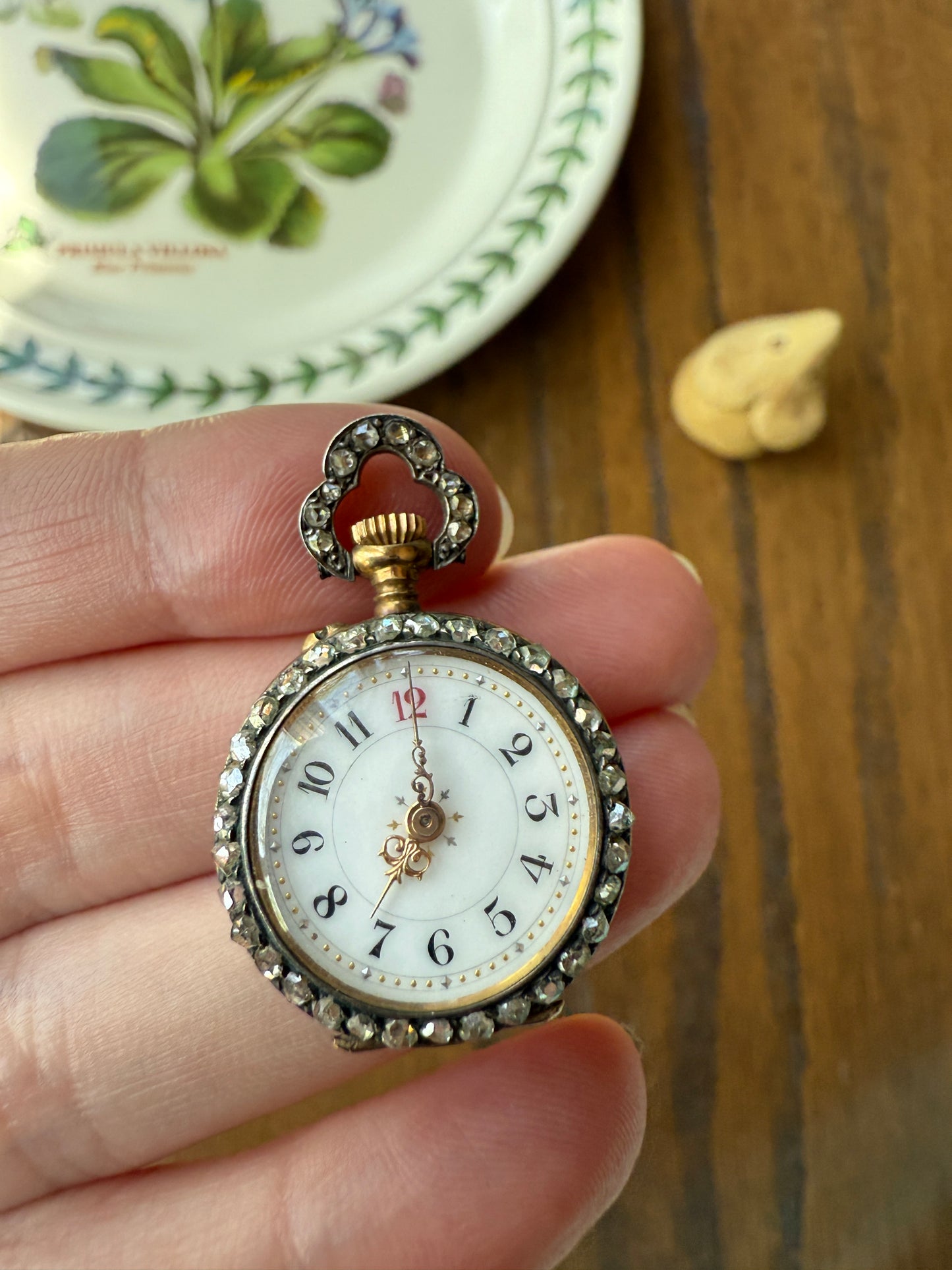 ENTIRELY DIAMOND Encrusted French VICTORIAN Era Chunky Rose Cut Diamond Antique 18k Gold Silver Pocket Watch Case Pendant Locket Rare Gift