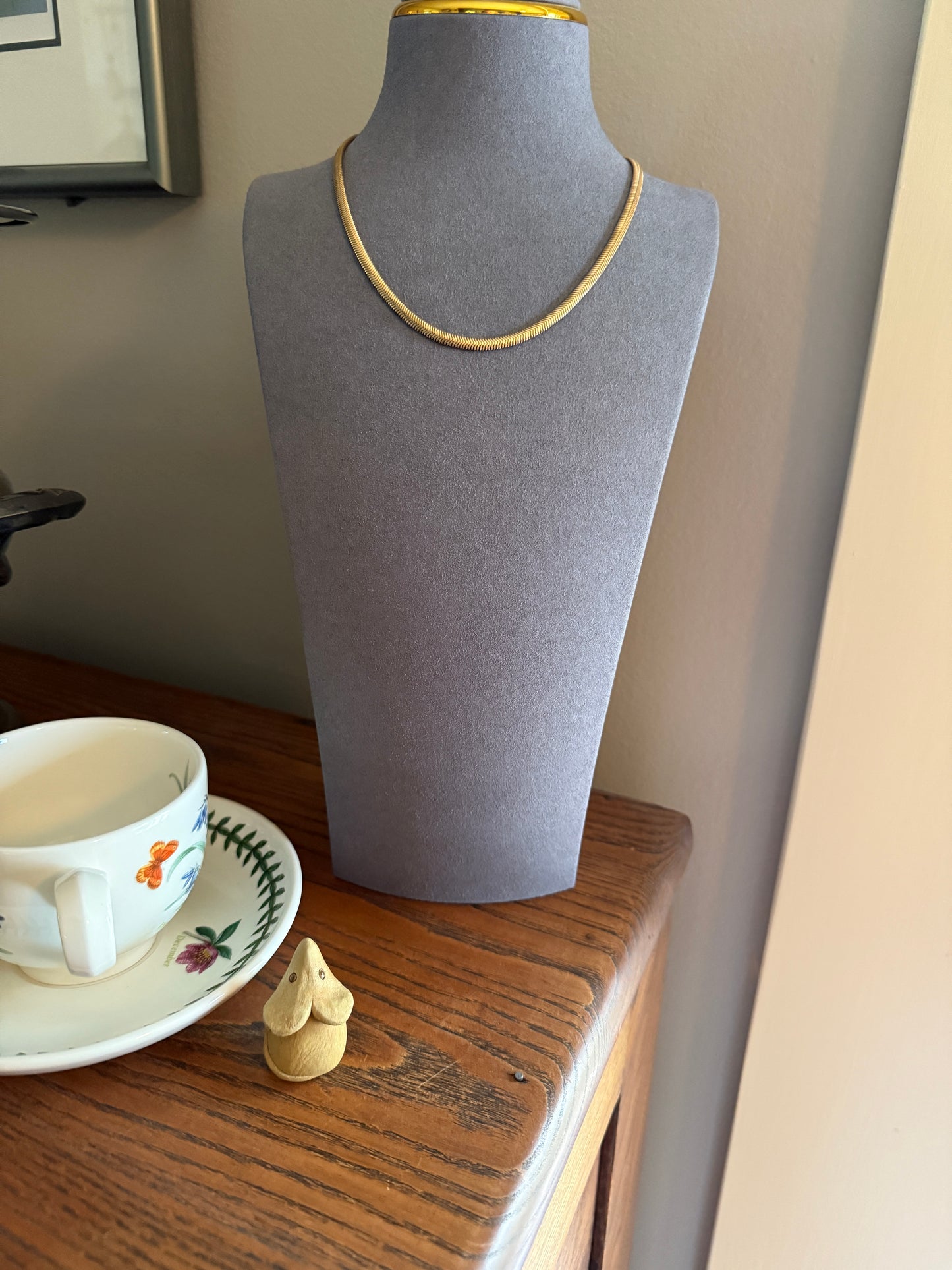 Retro Vintage Gold Filled Liquid Snake Chain Herringbone Layering Necklace