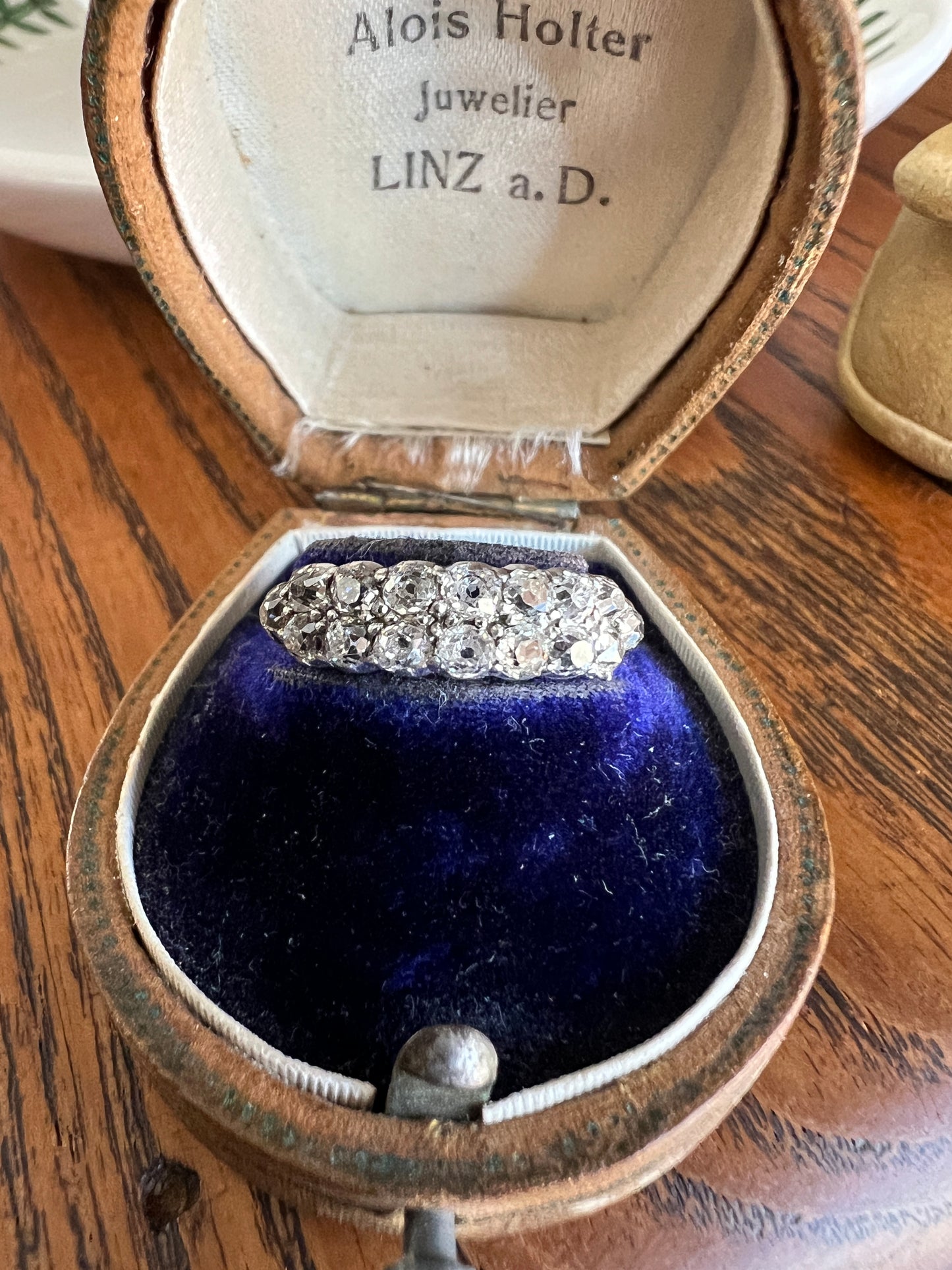 Antique 1.25 Carat Chunky Old Mine Cut DIAMOND Victorian 14k Gold Silver Double Row Ring Collet Set Band Romantic Gift Stacker 1.25ctw OMC