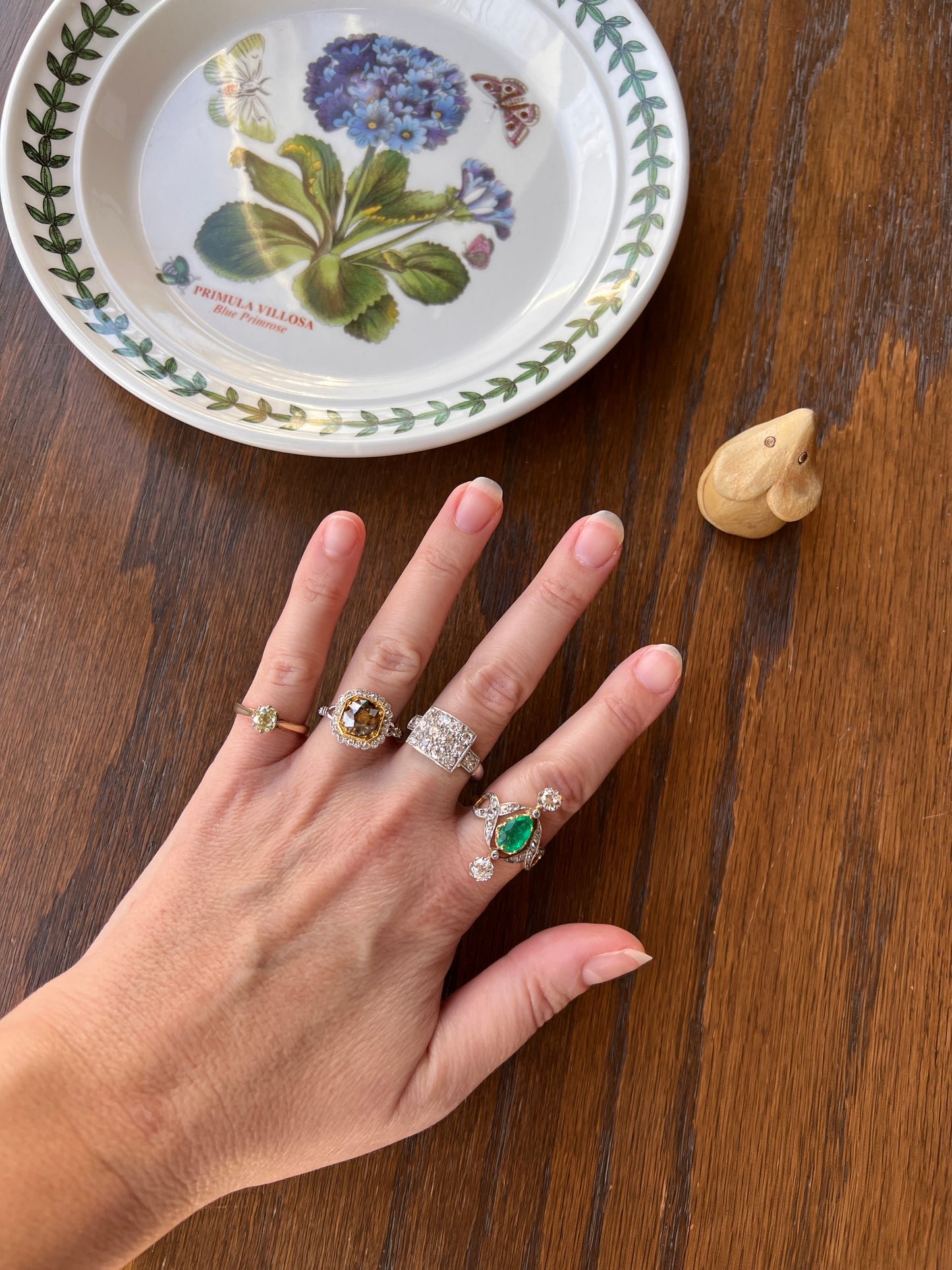 Antique Belle Epoque Pear EMERALD 1.5 Carat Rose Old Mine Cut Diamond XL Swirl Ring French 18k Gold