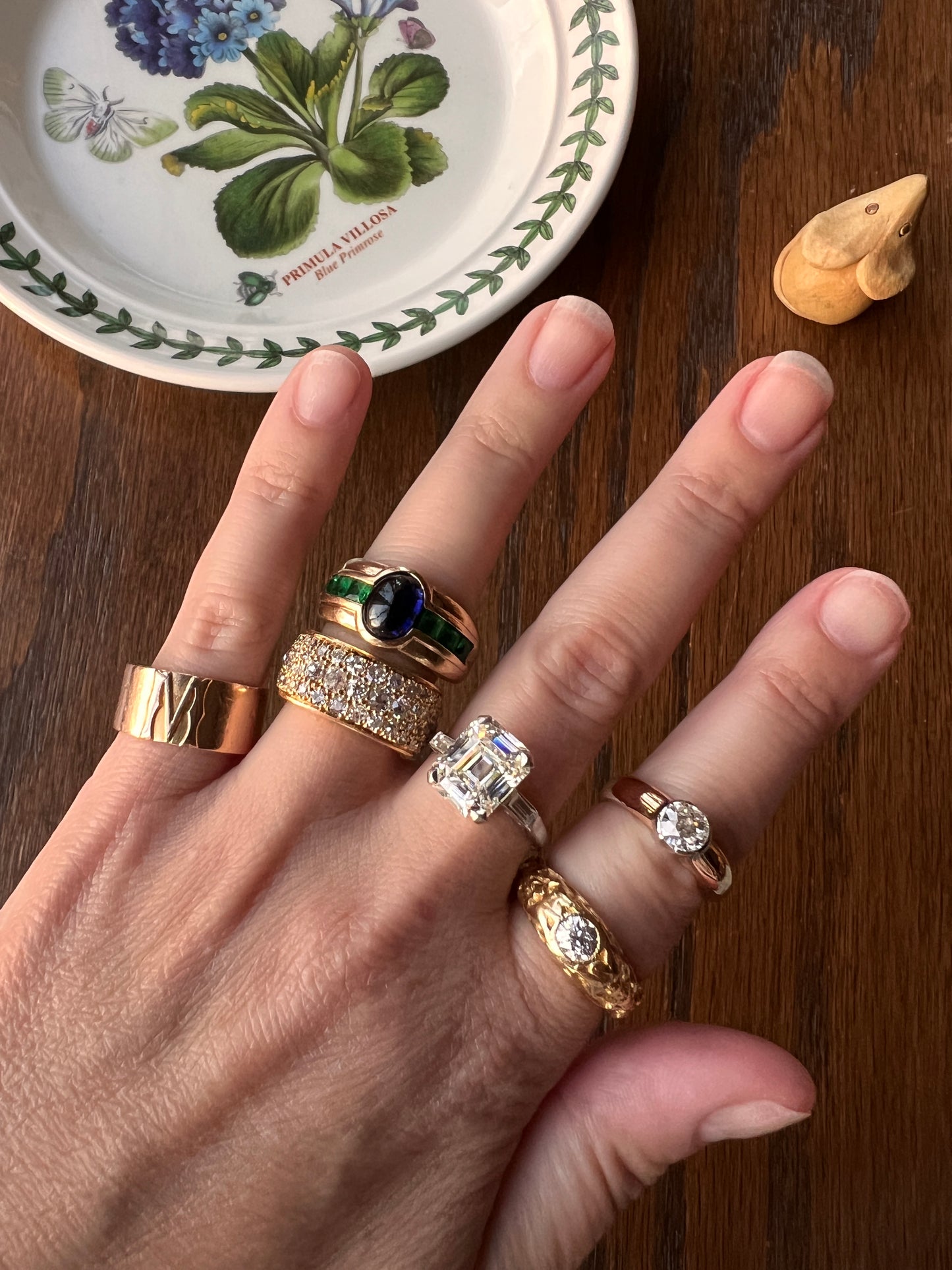 Vintage .6 Carat Antique Old Mine Cut DIAMOND French Art Deco Bezel Set Ring Stacker Band 18k Gold Solitaire