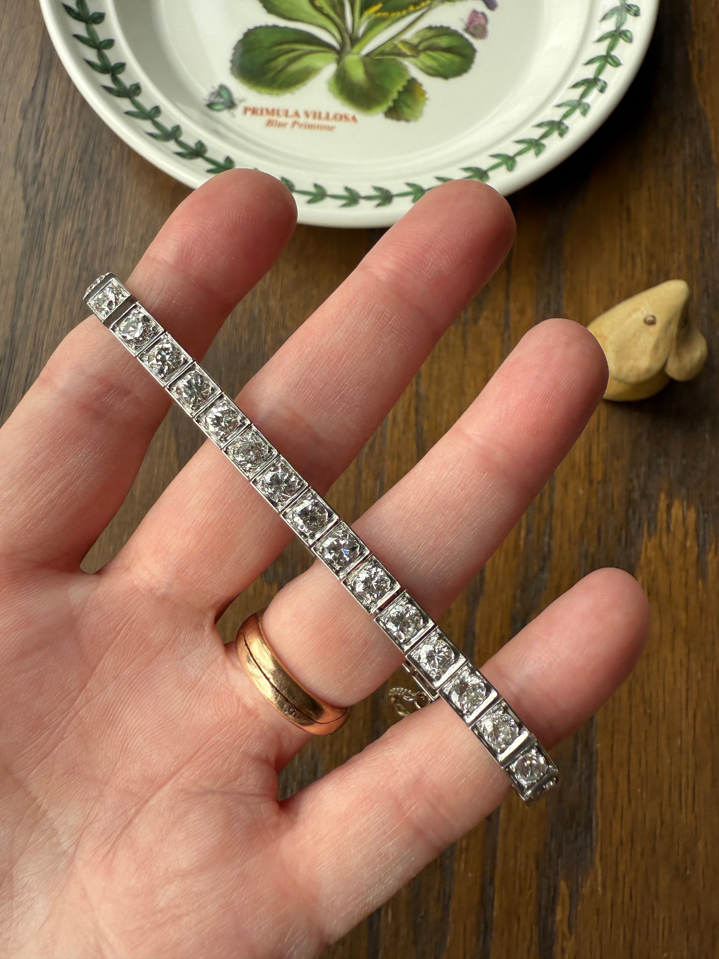 Antique 9.5 CARAT 35 Old European & Mine Cut DIAMOND Line Riviera Tennis Bracelet Platinum French Square Bezel Rivere Wriststack 9.5Ctw OmC