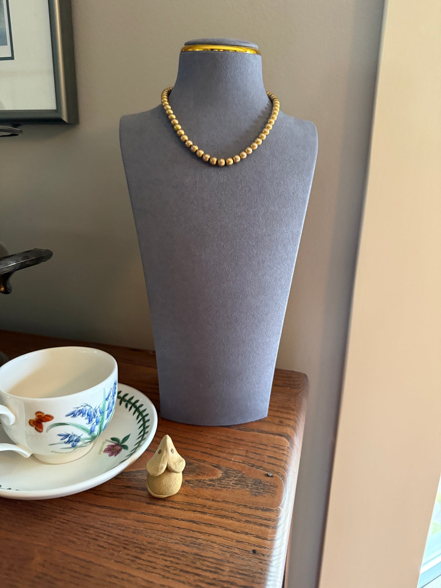 VICTORIAN Antique 14k Gold Fill BEAD Chain Necklace GF Pearl Short Choker