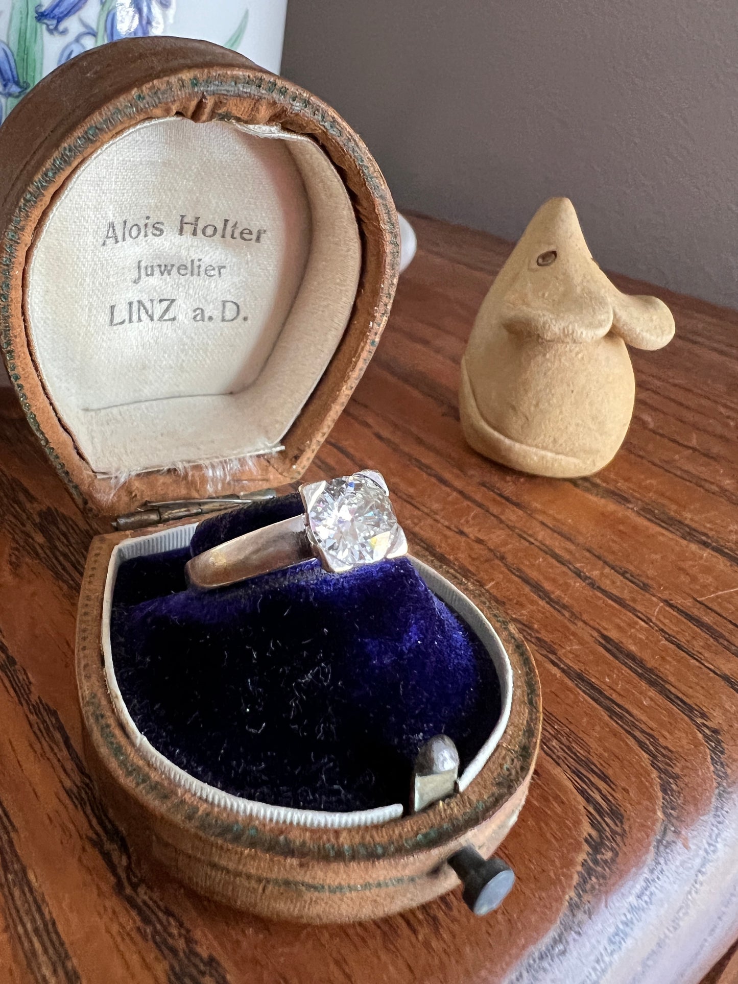 Chunky Antique 1.1 CARAT Eye CLEAN Old European Cut DIAMOND Square Setting Solitaire Engagement Ring 18k White Gold