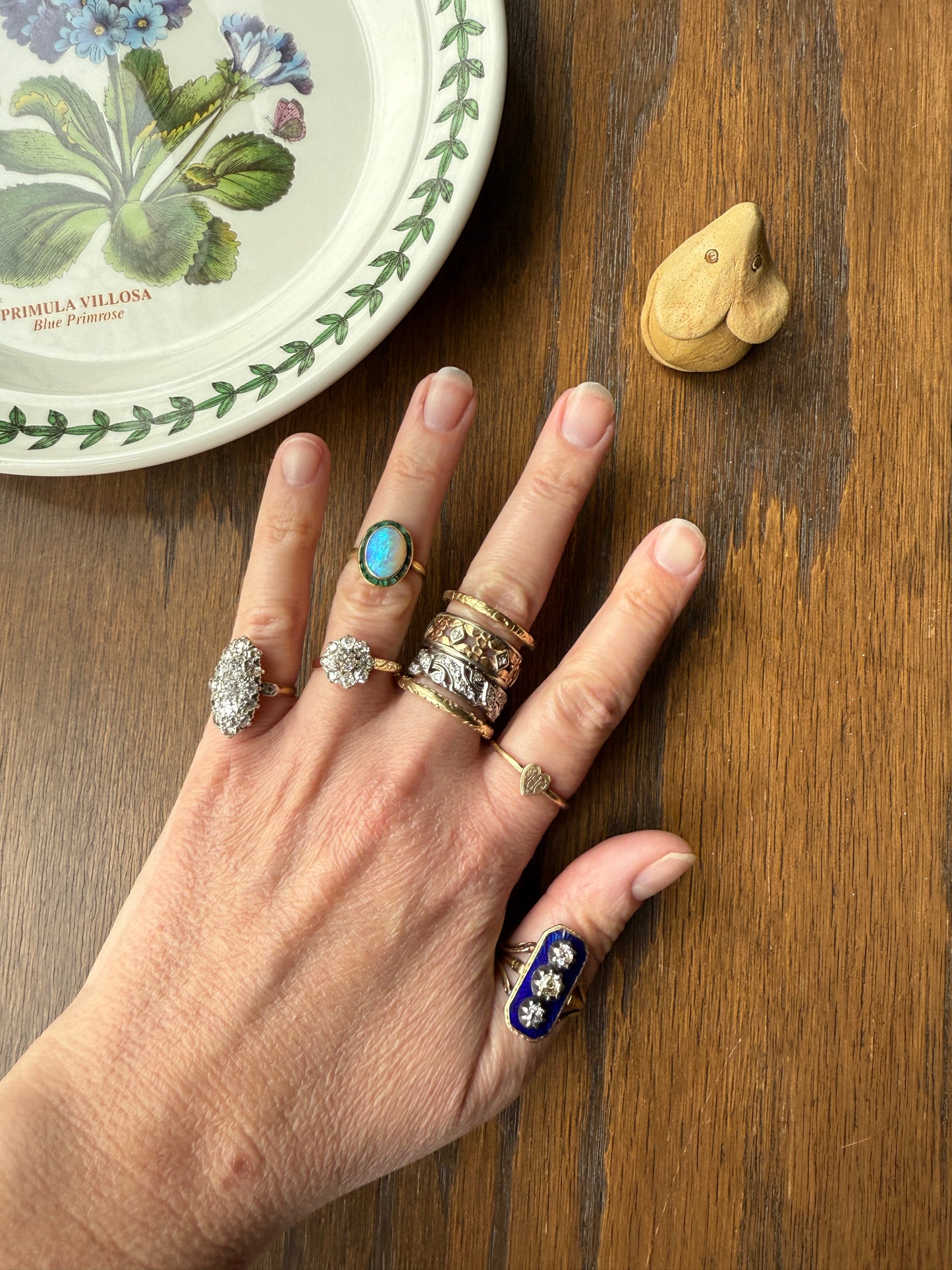 BLUE Opal Carre Cut EMERALD HALO Ring Antique 18k Gold Oval Geometric Bullseye Target Channel Set Green Victorian