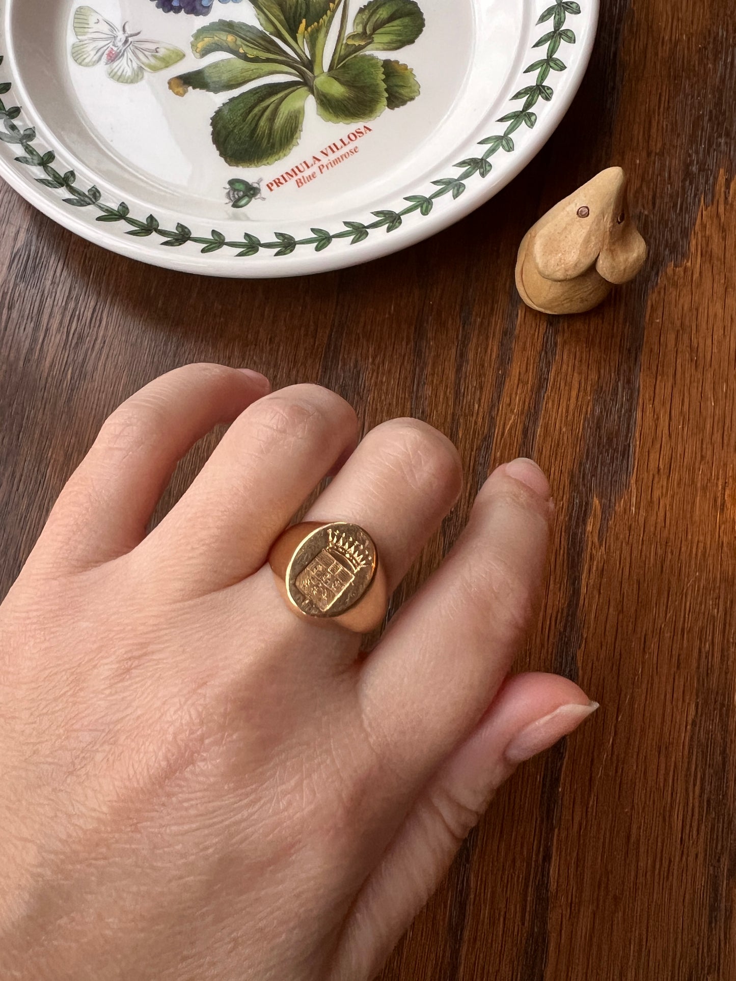 French Nobility HEAVY 12g 18k Gold Count's CROWN Chunky Signet Ring Victorian Floral Wax Seal Unisex