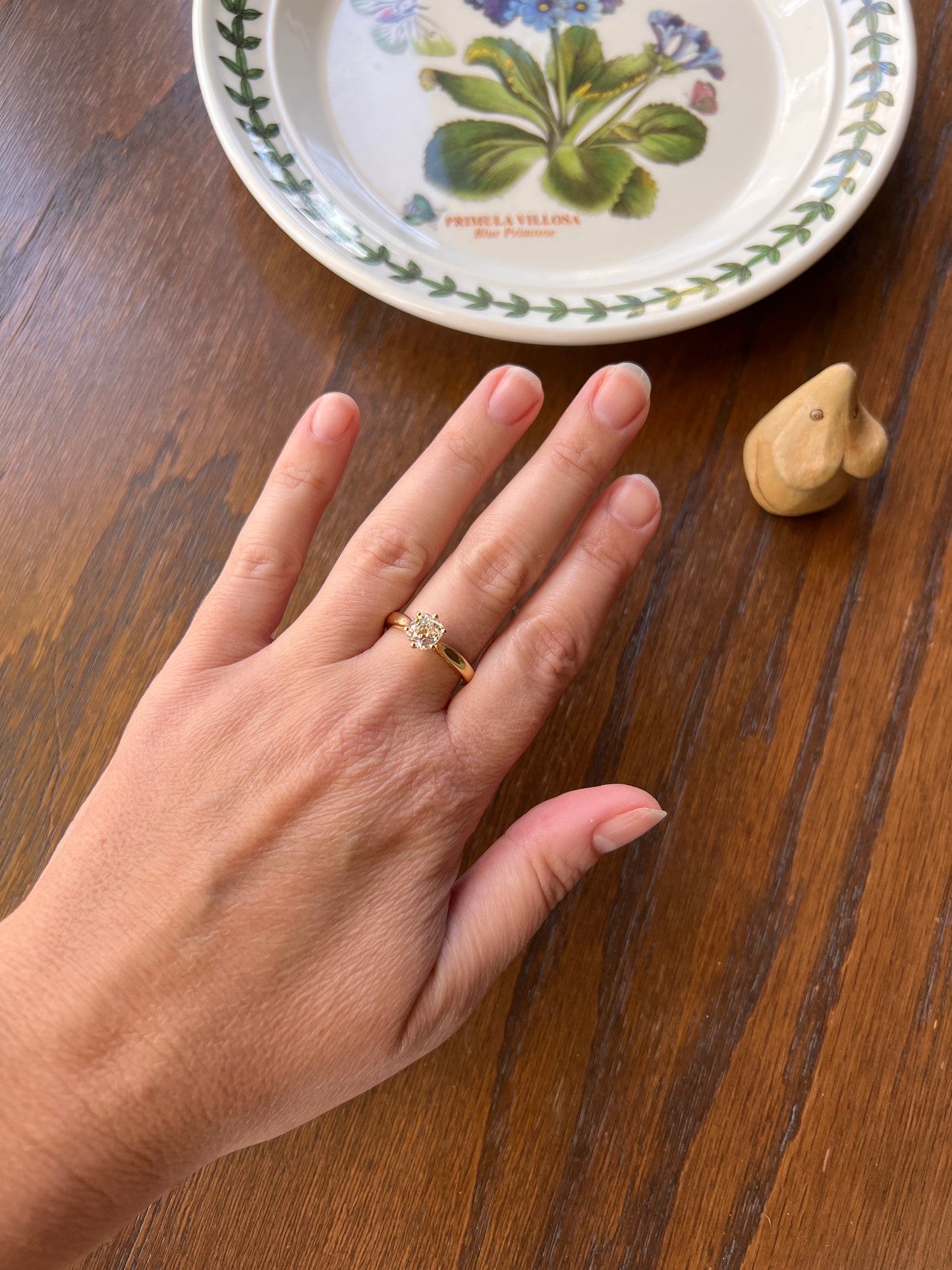 Vintage EYE CLEAN 1 Carat + French Solitaire Ring Chunky Antique Cushion Old Mine Cut DIAMOND Band 18k Gold Engagement