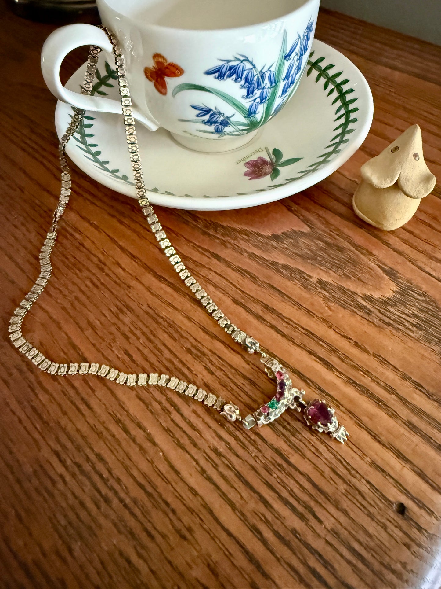 REGARD Old Mine Cut Diamond Amethyst Garnet Paste HEART Antique VICTORIAN Book Chain Necklace Pendant 10k Pale Gold
