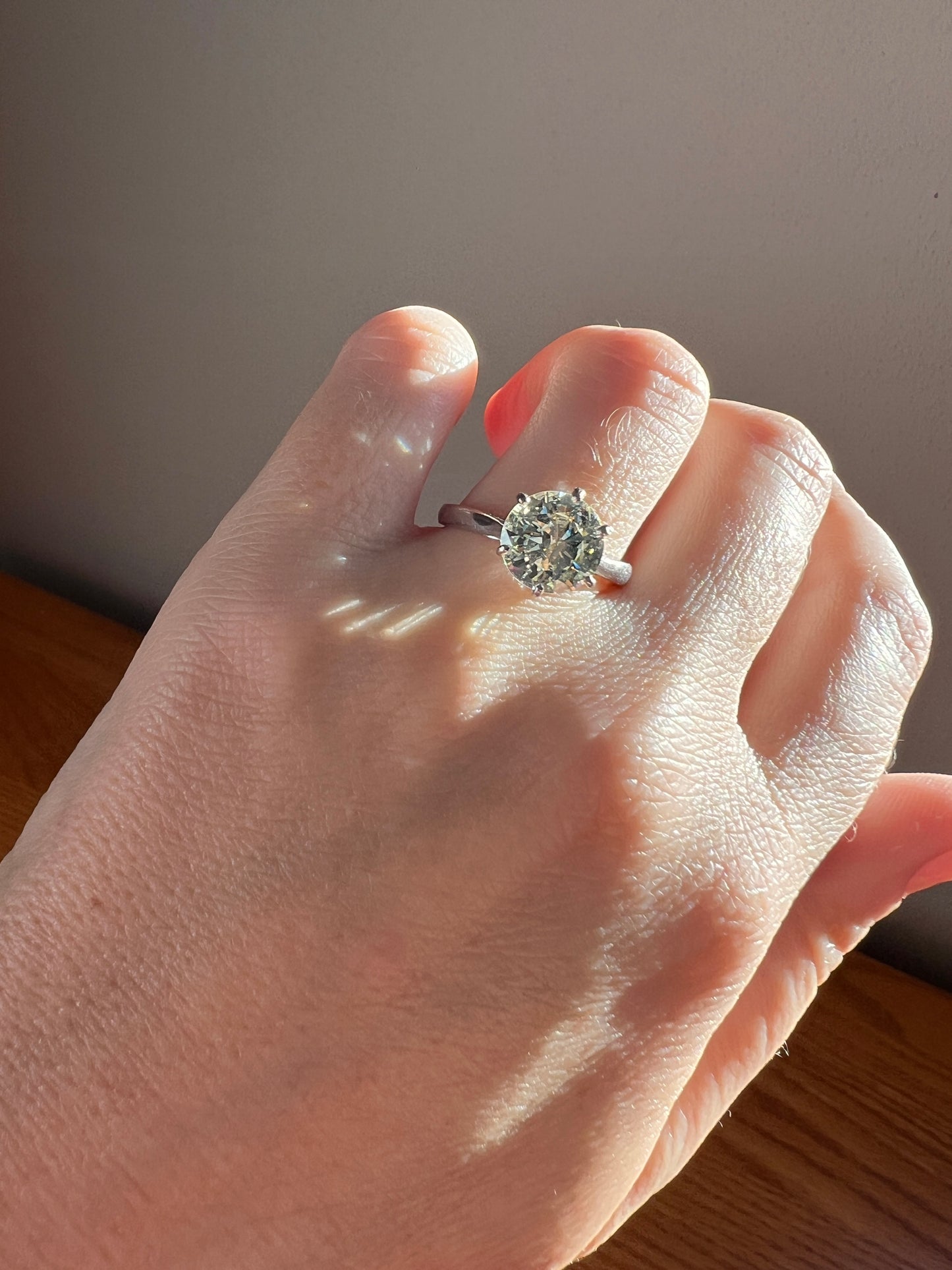 Exceptional French Vintage to Antique 2.3 CARAT Transitional Cut DIAMOND Eye Clean Solitaire Engagement Ring 18k White Gold Fiery Stacker