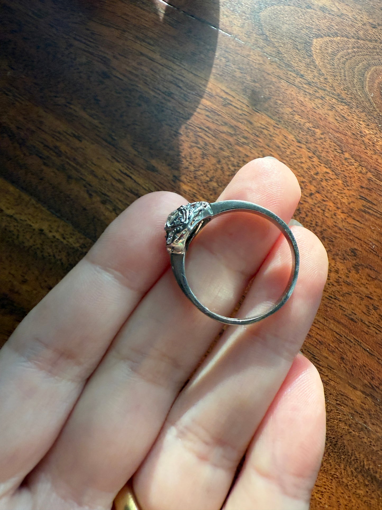 Vintage 1 Carat Tdw Antique Old European Cut Diamonds 18k White Gold Ring Scandinavian Domed Ornate Cluster Ring Art Deco Edwardian Style