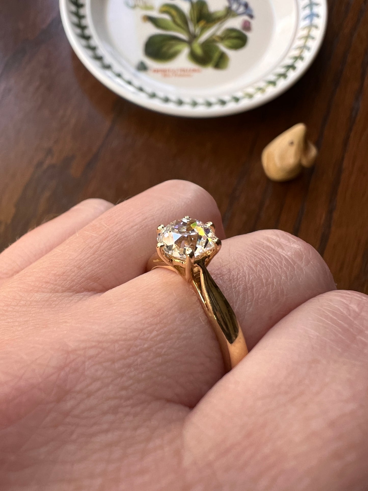 Vintage EYE CLEAN 1 Carat + French Solitaire Ring Chunky Antique Cushion Old Mine Cut DIAMOND Band 18k Gold Engagement