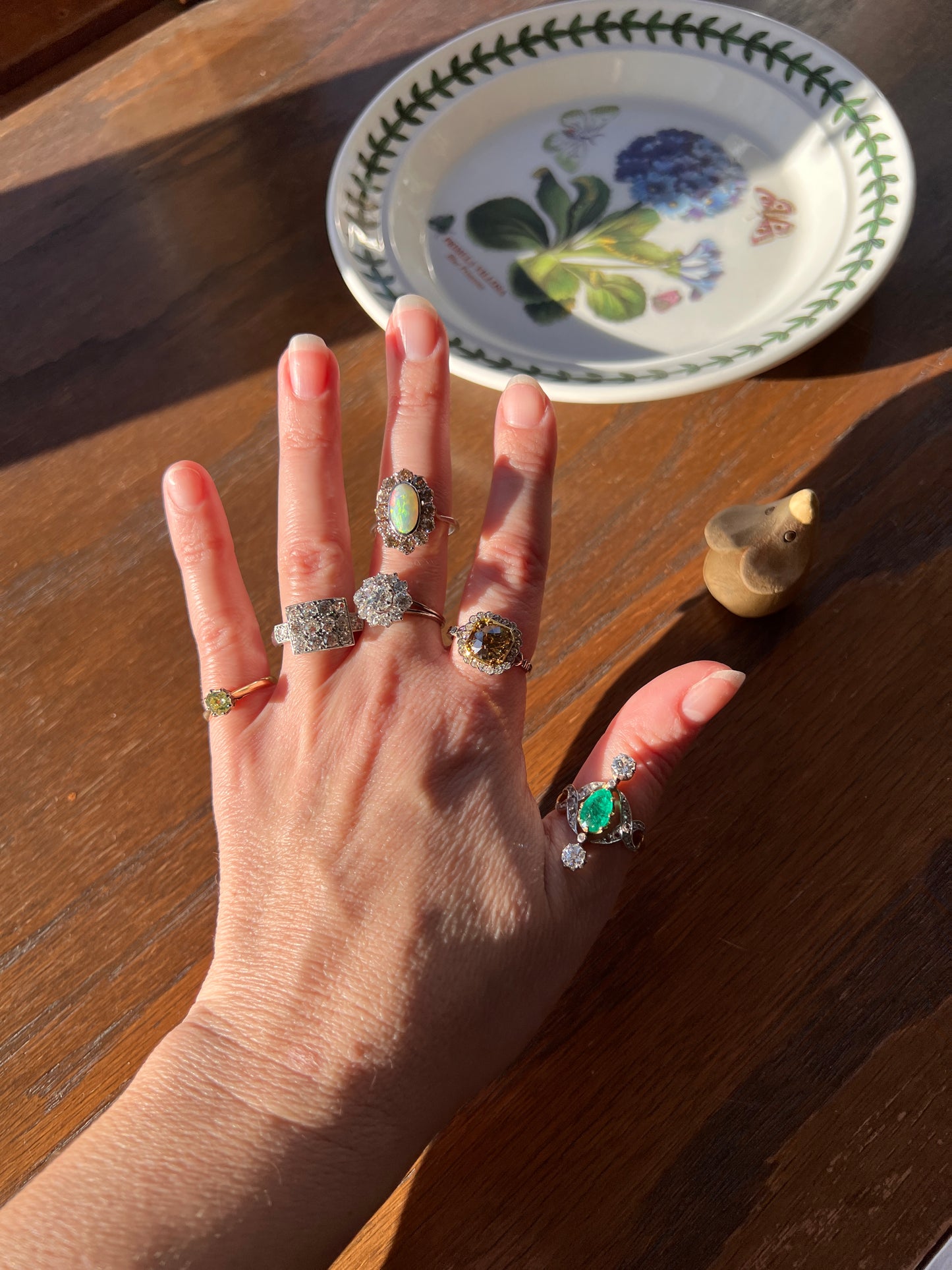 Two Carat 14 Old Mine Cut DIAMOND Curved Cluster Grid Ring French Antique Platinum Cobblestone