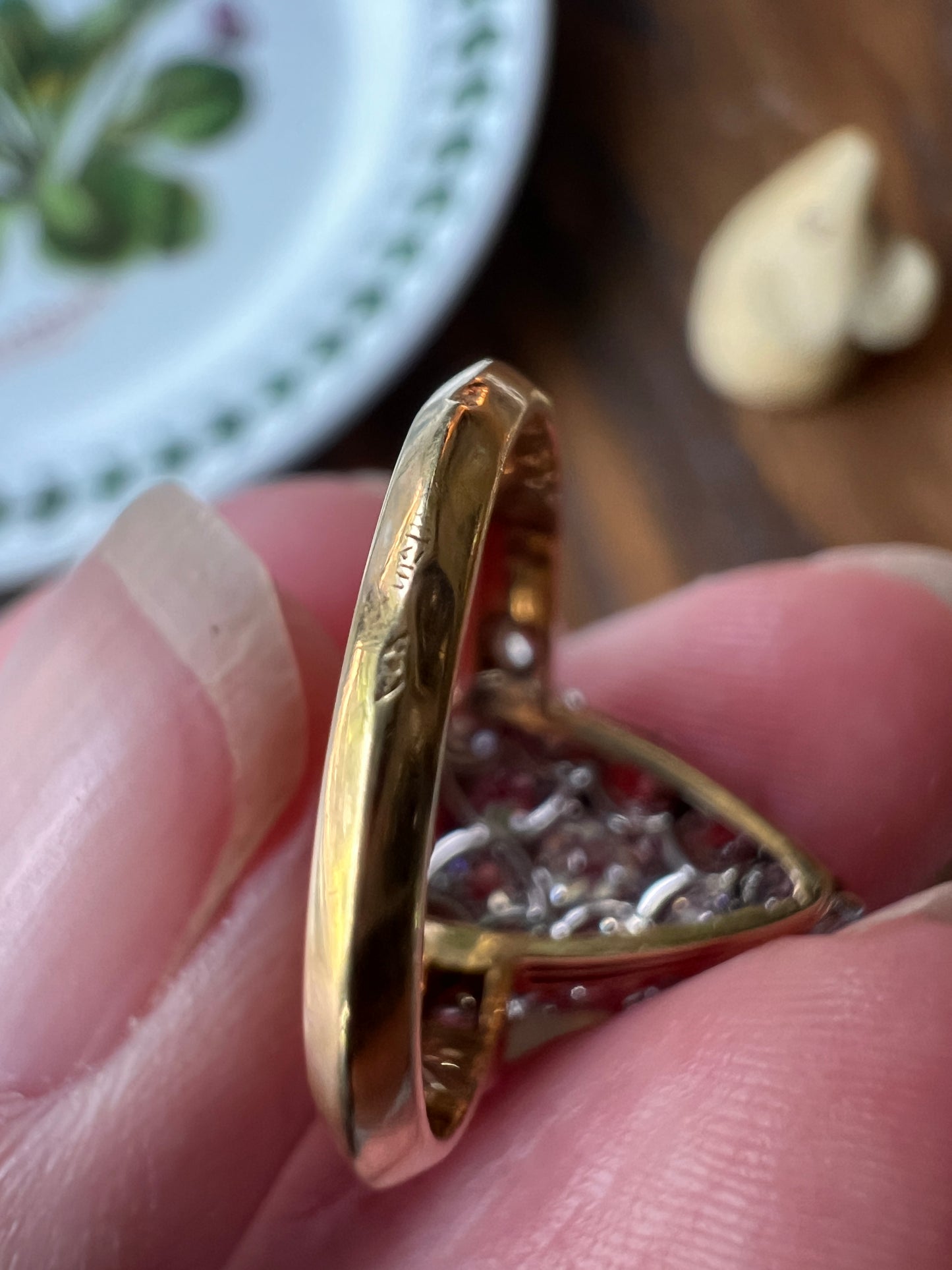 Unique Antique 1.75 Carat Old Mine Cut DIAMOND Toi et Moi Navette Cluster Ring French 18k Gold