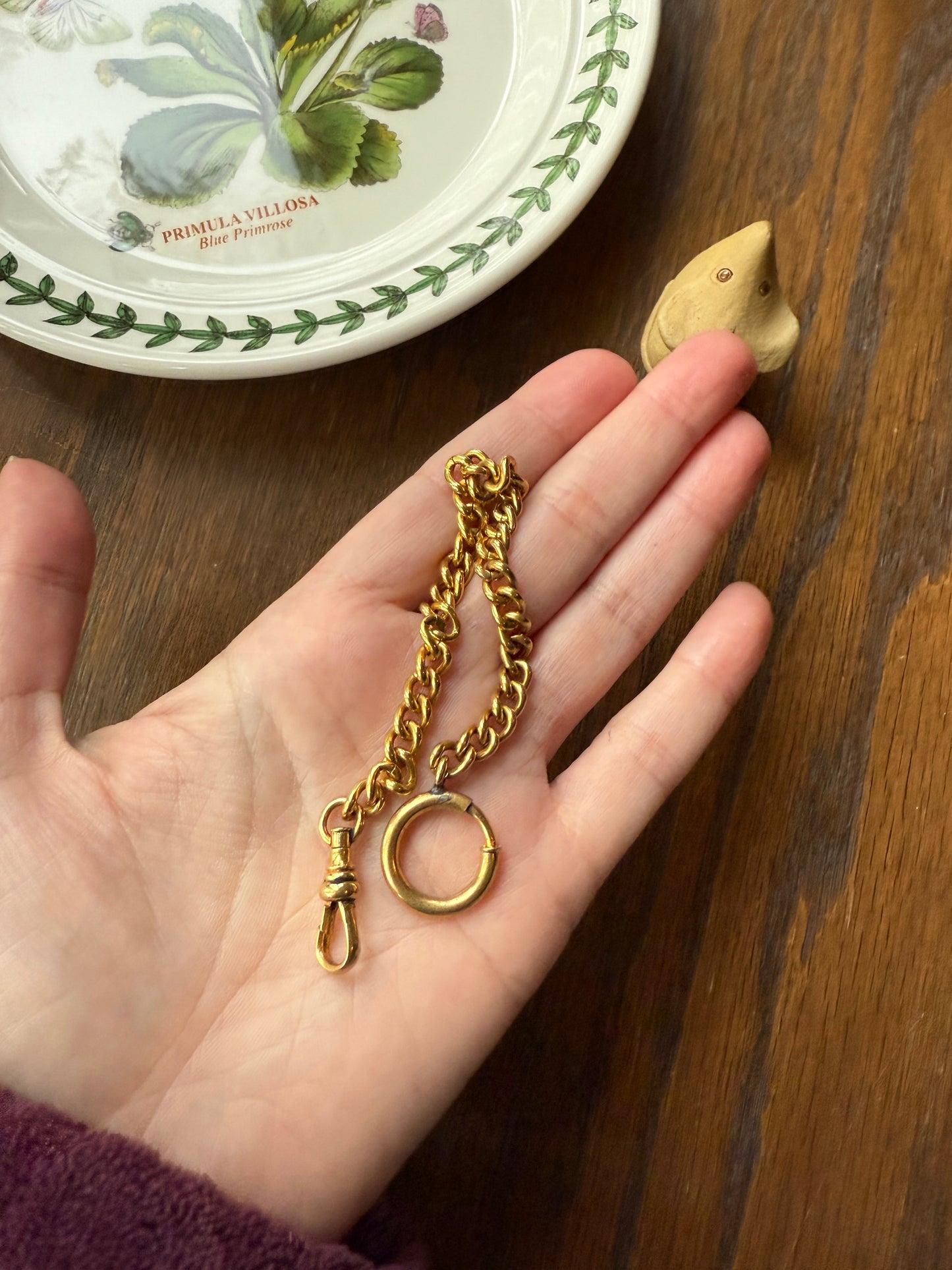 Victorian to art Deco Gold Fill Watch Curb Chain Bracelet Extender Connector XL Spring Ring & Dog Clip Pendant Charm Holder