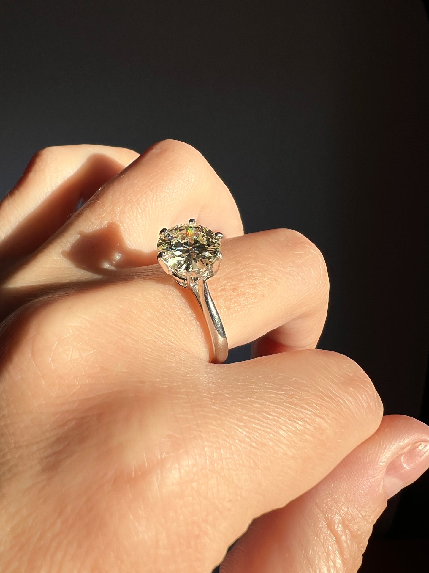 Exceptional French Vintage to Antique 2.3 CARAT Transitional Cut DIAMOND Eye Clean Solitaire Engagement Ring 18k White Gold Fiery Stacker