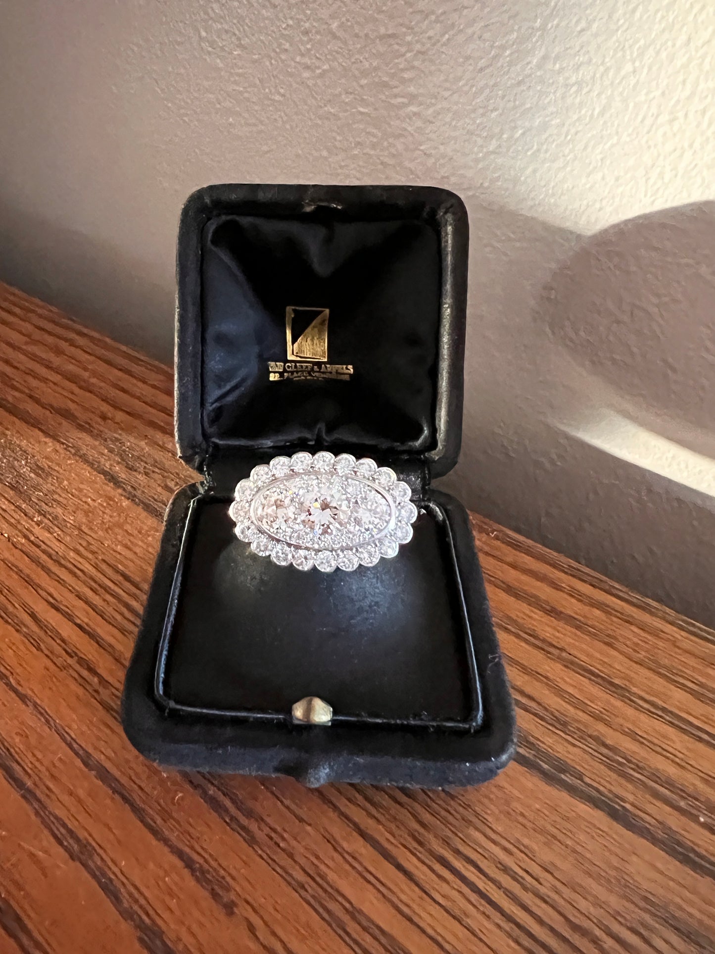 Vintage VAN CLEEF & ARPELS Boxed 5.25 Carat Transitional Cut Diamond Ring Heavy 22g 18k Gold Platinum Vtg to Antique Art Deco Special in Original Box