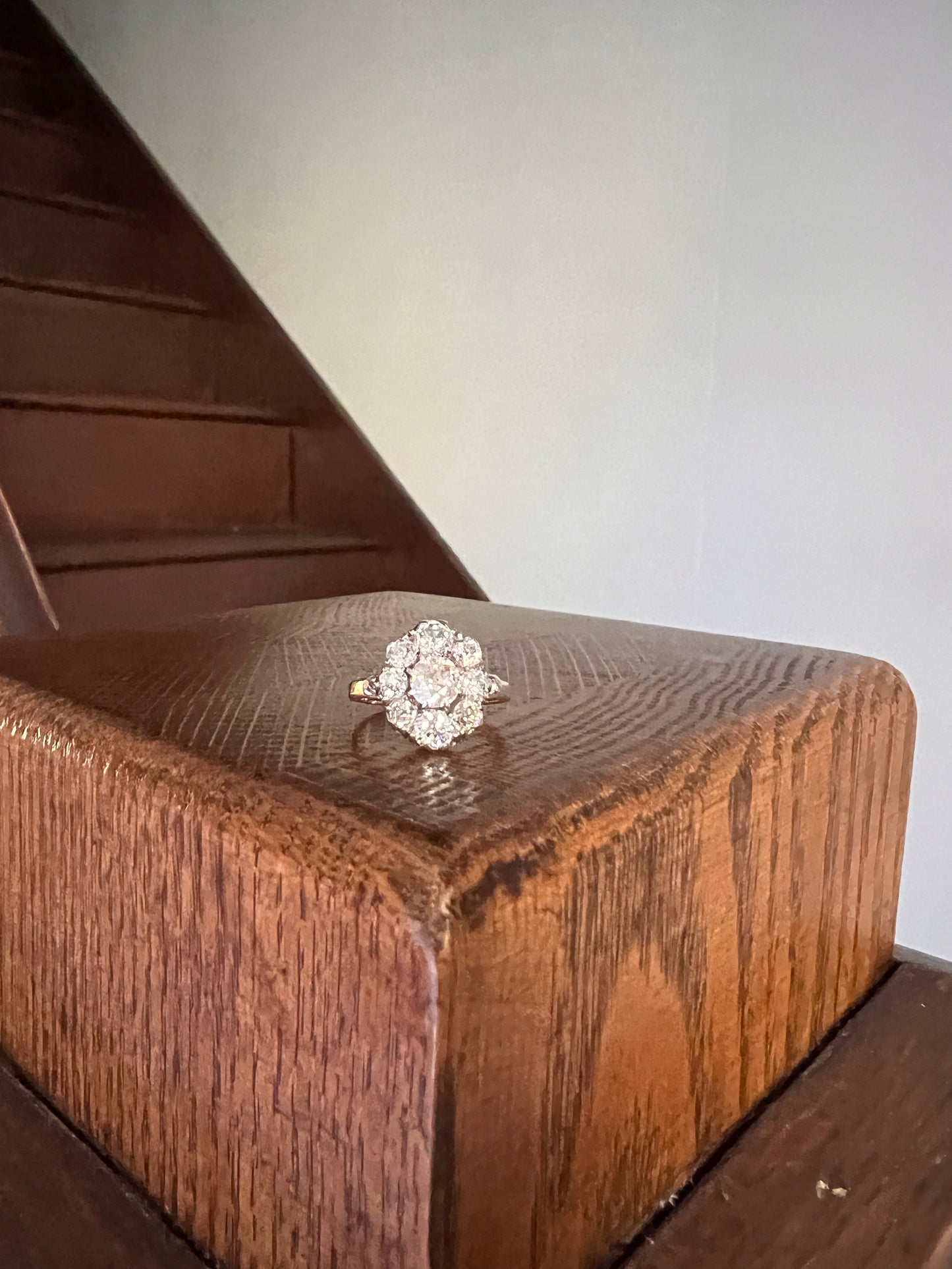 My Best ANTIQUE 2.15 Carat 11 Old Mine Cut DIAMOND Daisy Cluster Ring 18k Rose Gold & PLATiNUM Belle Epoque Oval