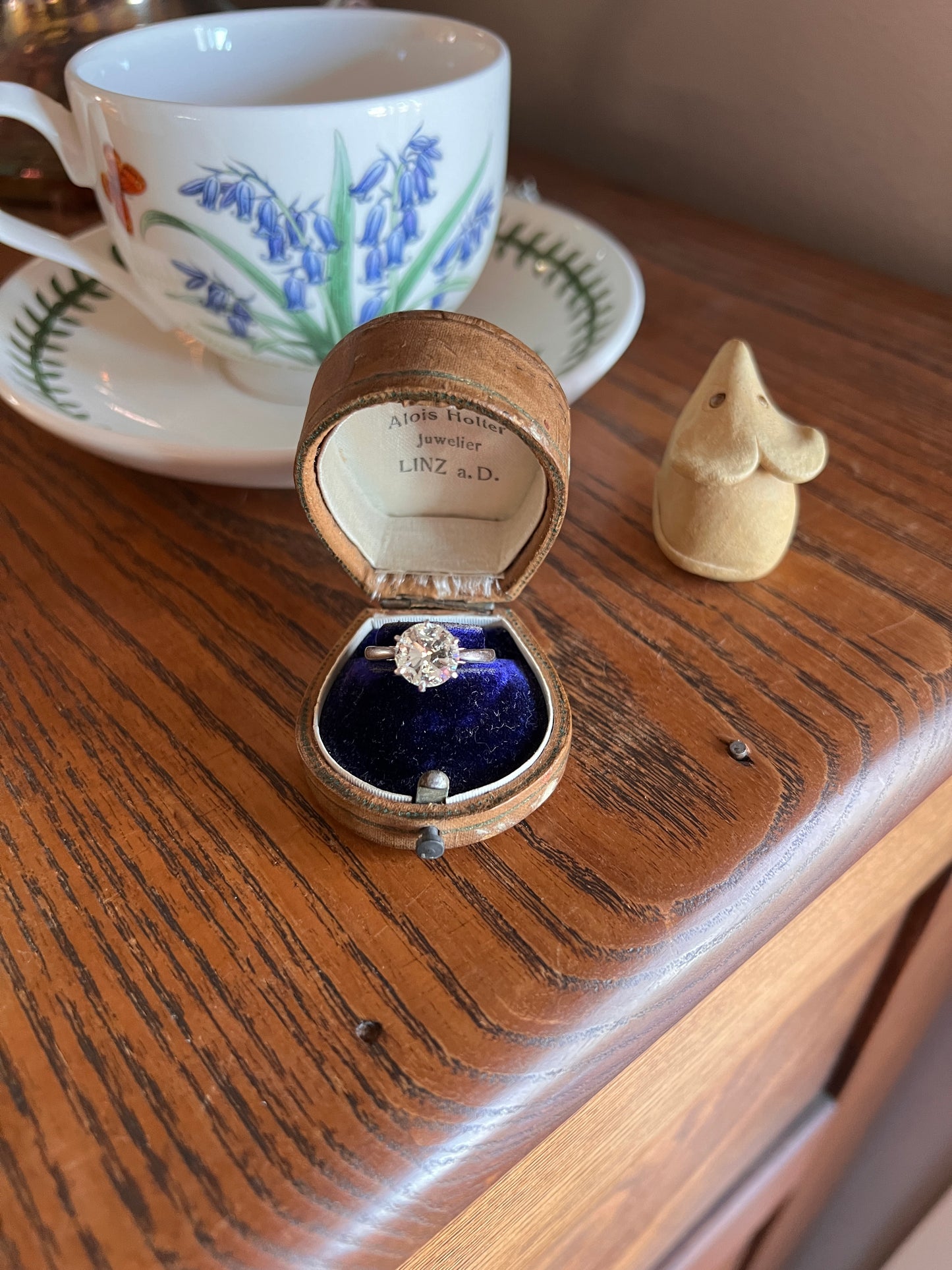 Exceptional French Vintage to Antique 2.3 CARAT Transitional Cut DIAMOND Eye Clean Solitaire Engagement Ring 18k White Gold Fiery Stacker