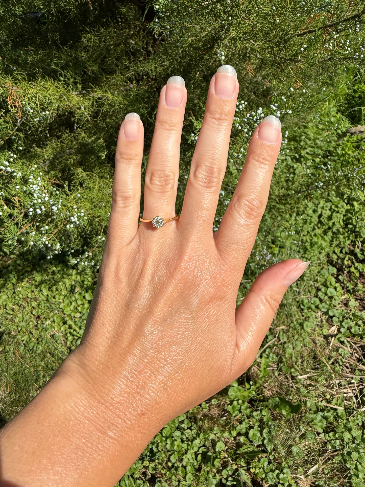Antique .5 Carat Eye Clean Old Mine Cut Diamond 18k Gold French Swirl Setting Engagement Ring Solitaire