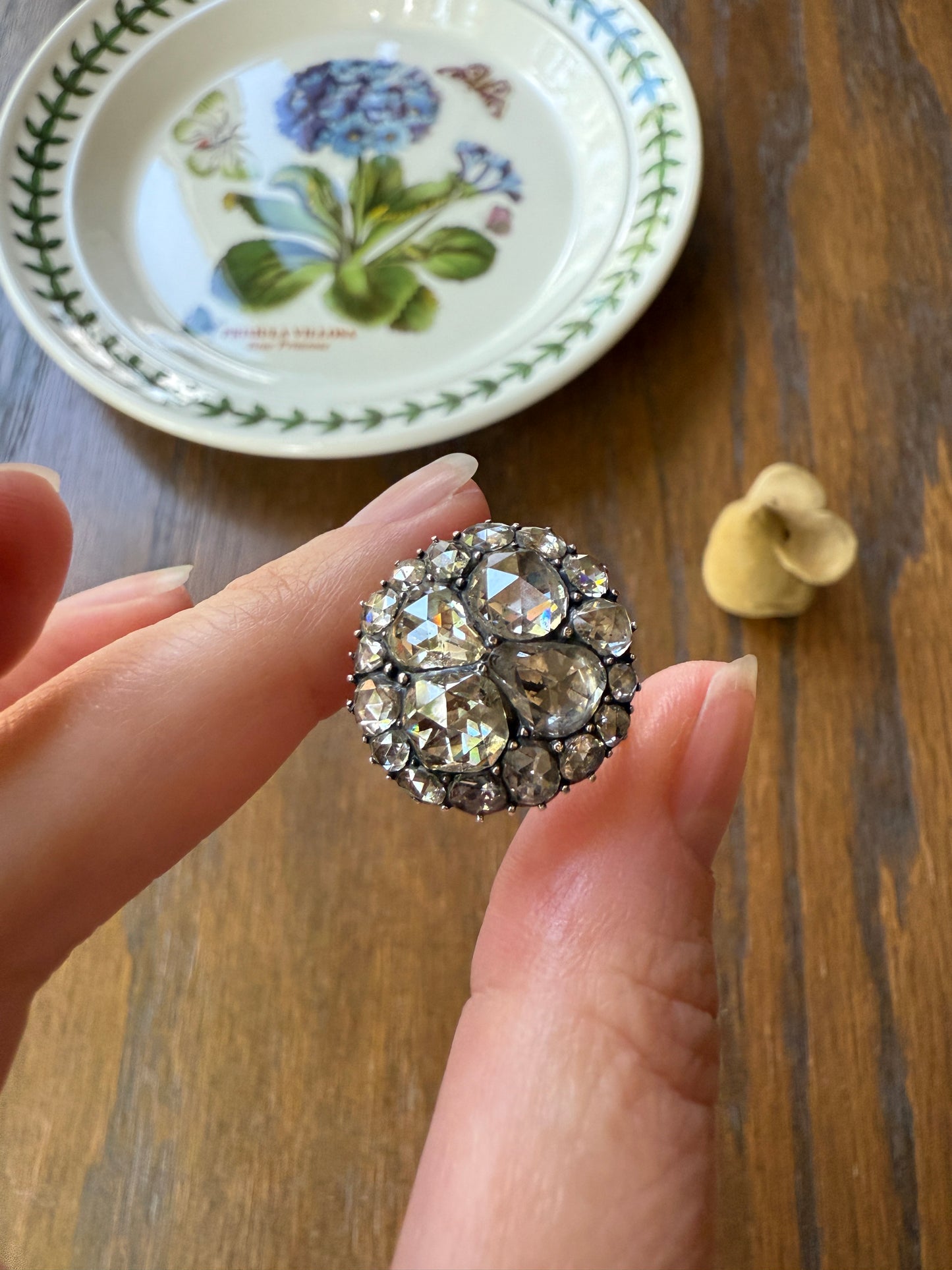 Stunning Antique 6 Carat Scale Dutch Rose Cut DIAMOND 14k Gold Silver Cluster Chunky Pear Stacker Rare Bauble
