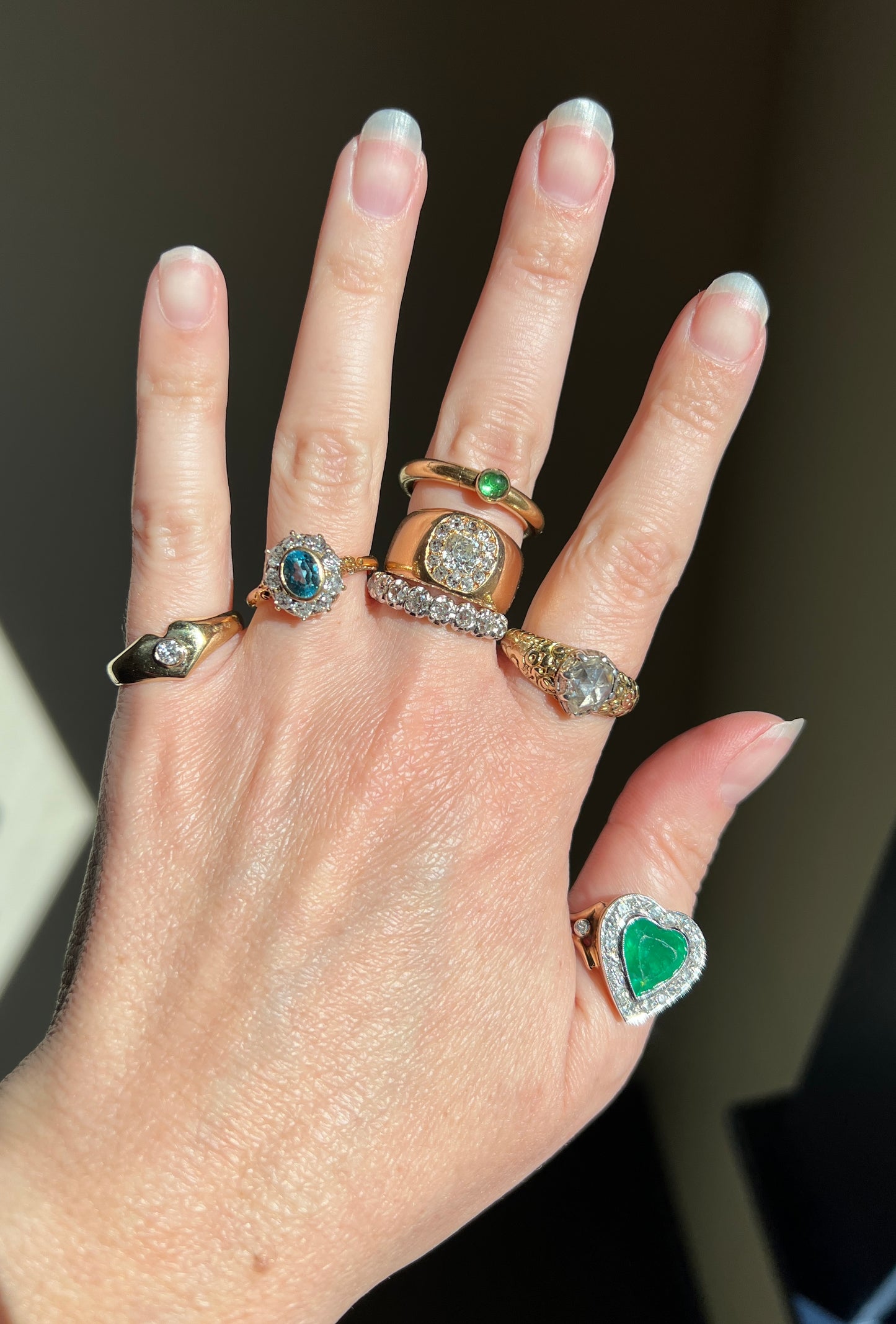 PEAR Eye Clean Domed 1.2 + Carat Rose Cut DIAMOND Floral Embossed Georgian ANTIQUE Ring 14k Gold Silver Collet Band Stacker Solitaire