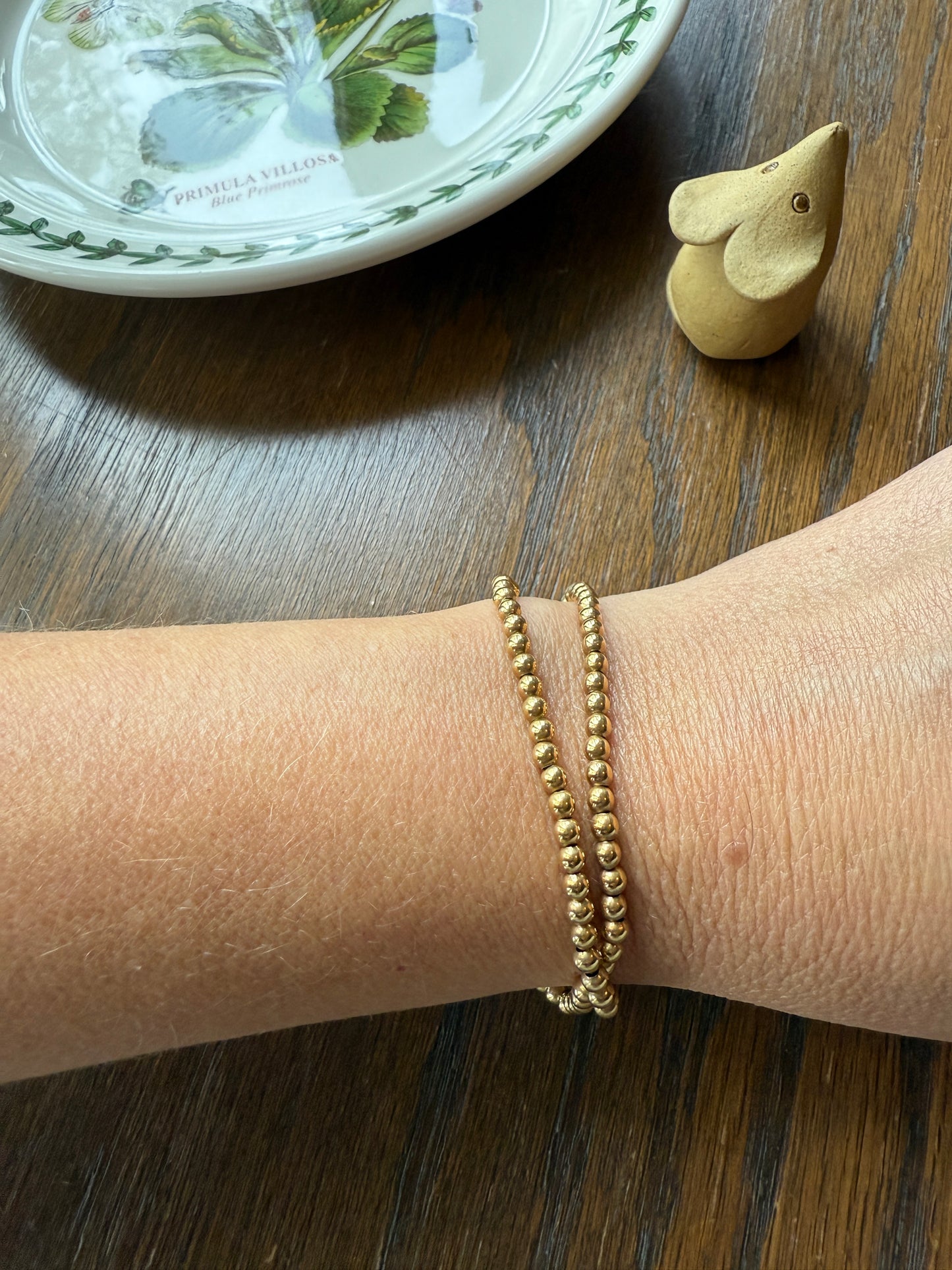 Vintage Mini Gold Filled Bead Pearl Chain Bracelet or Extender / Connector