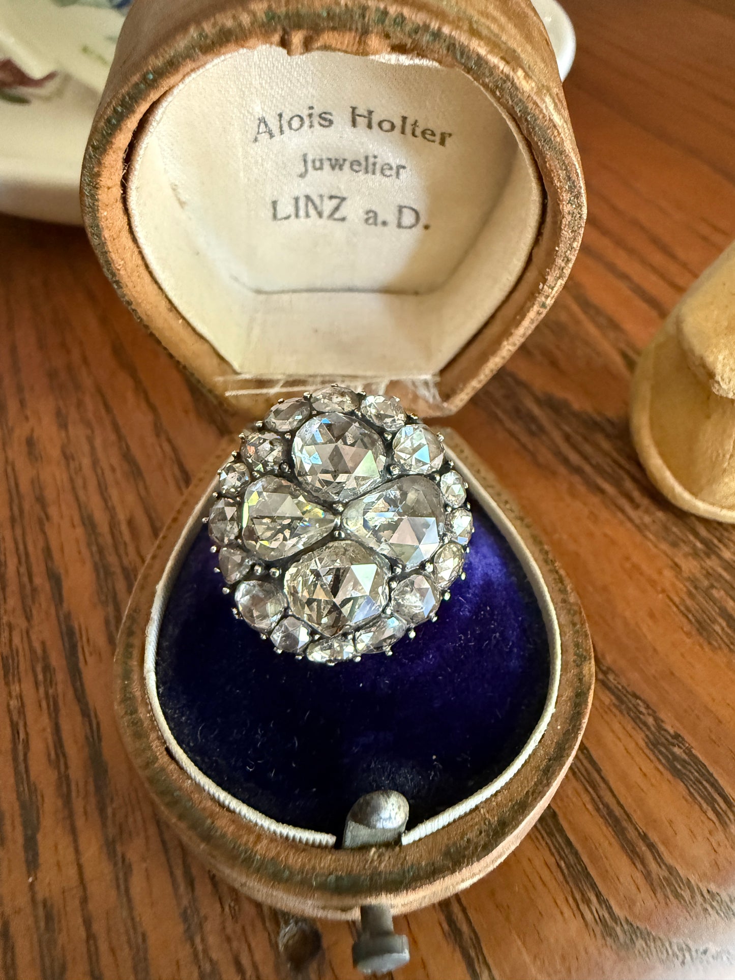 Stunning Antique 6 Carat Scale Dutch Rose Cut DIAMOND 14k Gold Silver Cluster Chunky Pear Stacker Rare Bauble