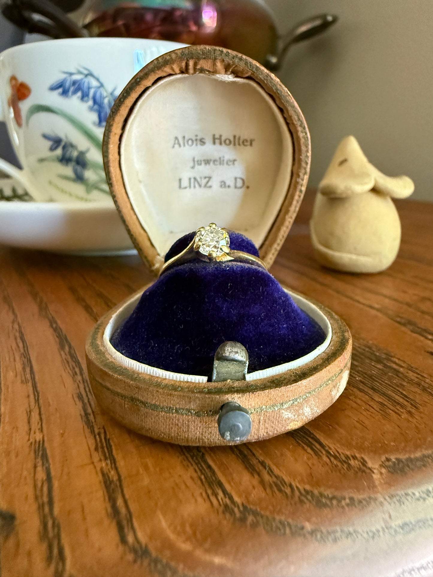 Antique .5 Carat Eye Clean Old Mine Cut Diamond 18k Gold French Swirl Setting Engagement Ring Solitaire