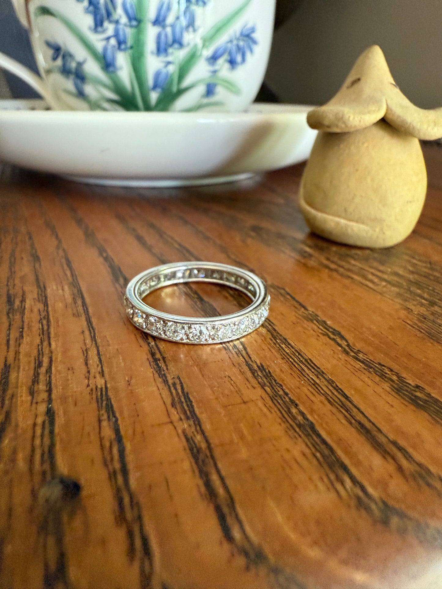 FRENCH Antique Edwardian Art Deco 1.3 Carat 22 Old Mine Single Cut DiAMOND Platinum FuLL ETERNITY Band Ring Wedding