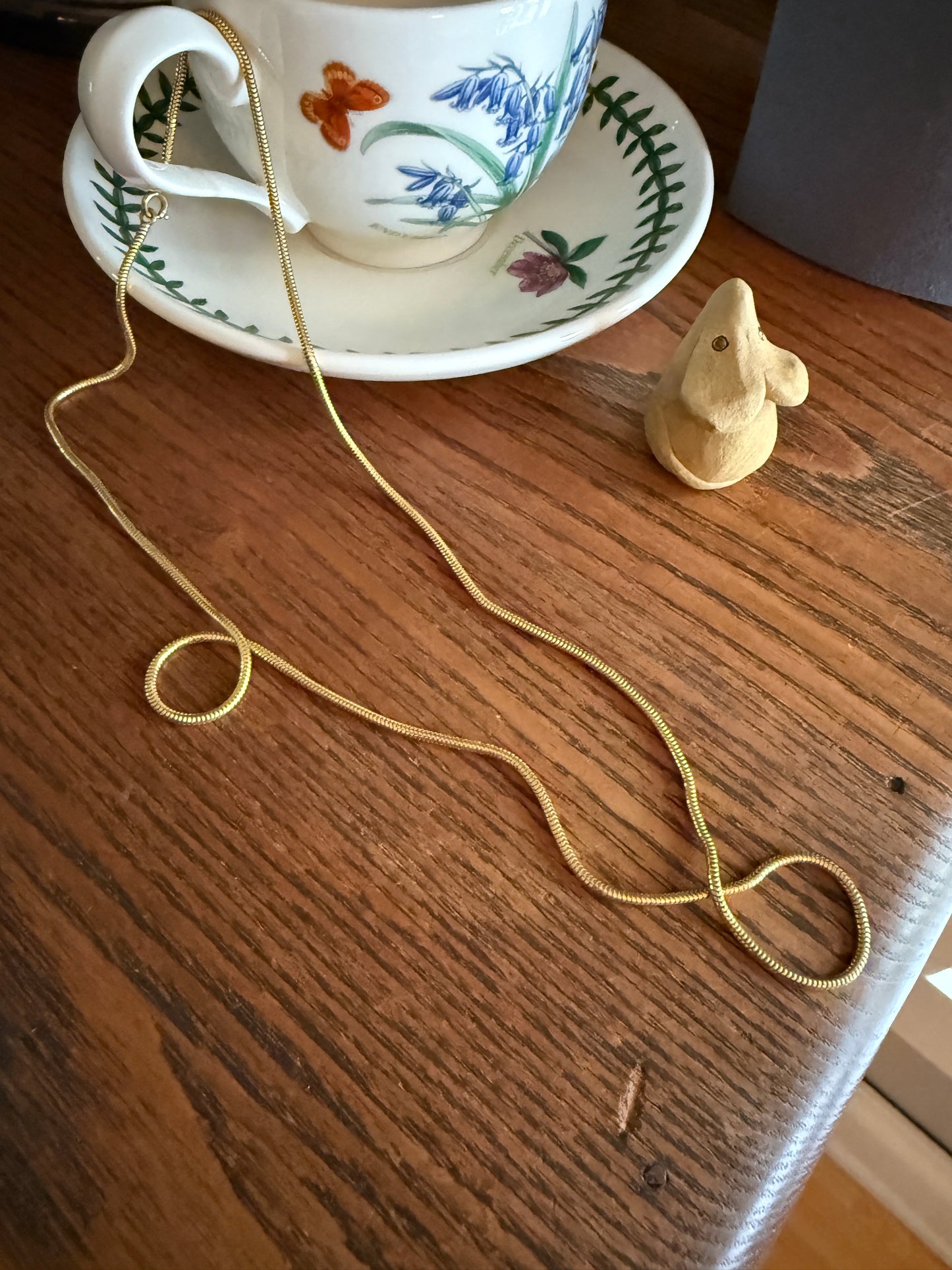 French Vintage Gold Filled Liquid Snake Tube Chain Layering Long Necklace
