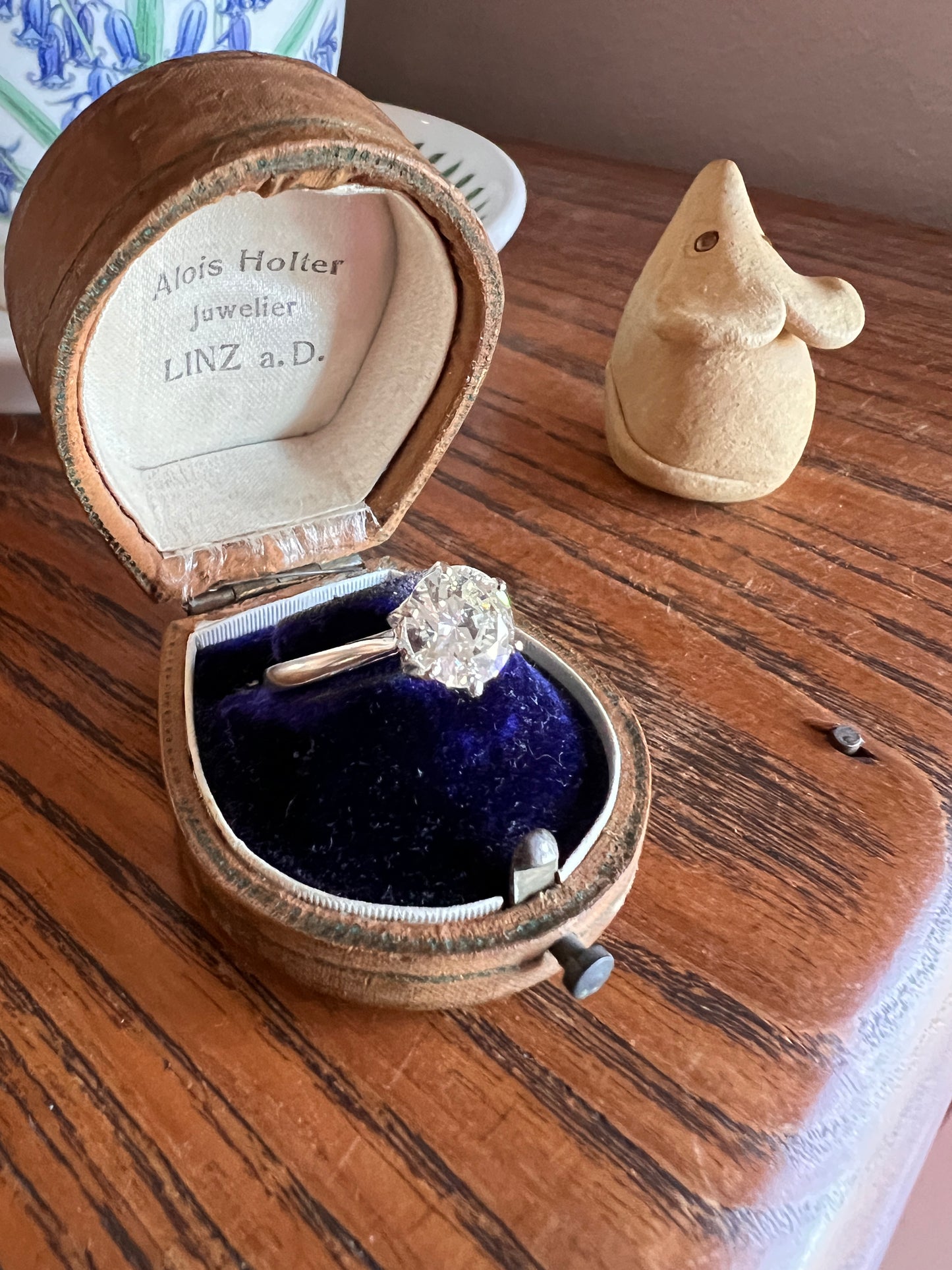 Exceptional French Vintage to Antique 2.3 CARAT Transitional Cut DIAMOND Eye Clean Solitaire Engagement Ring 18k White Gold Fiery Stacker