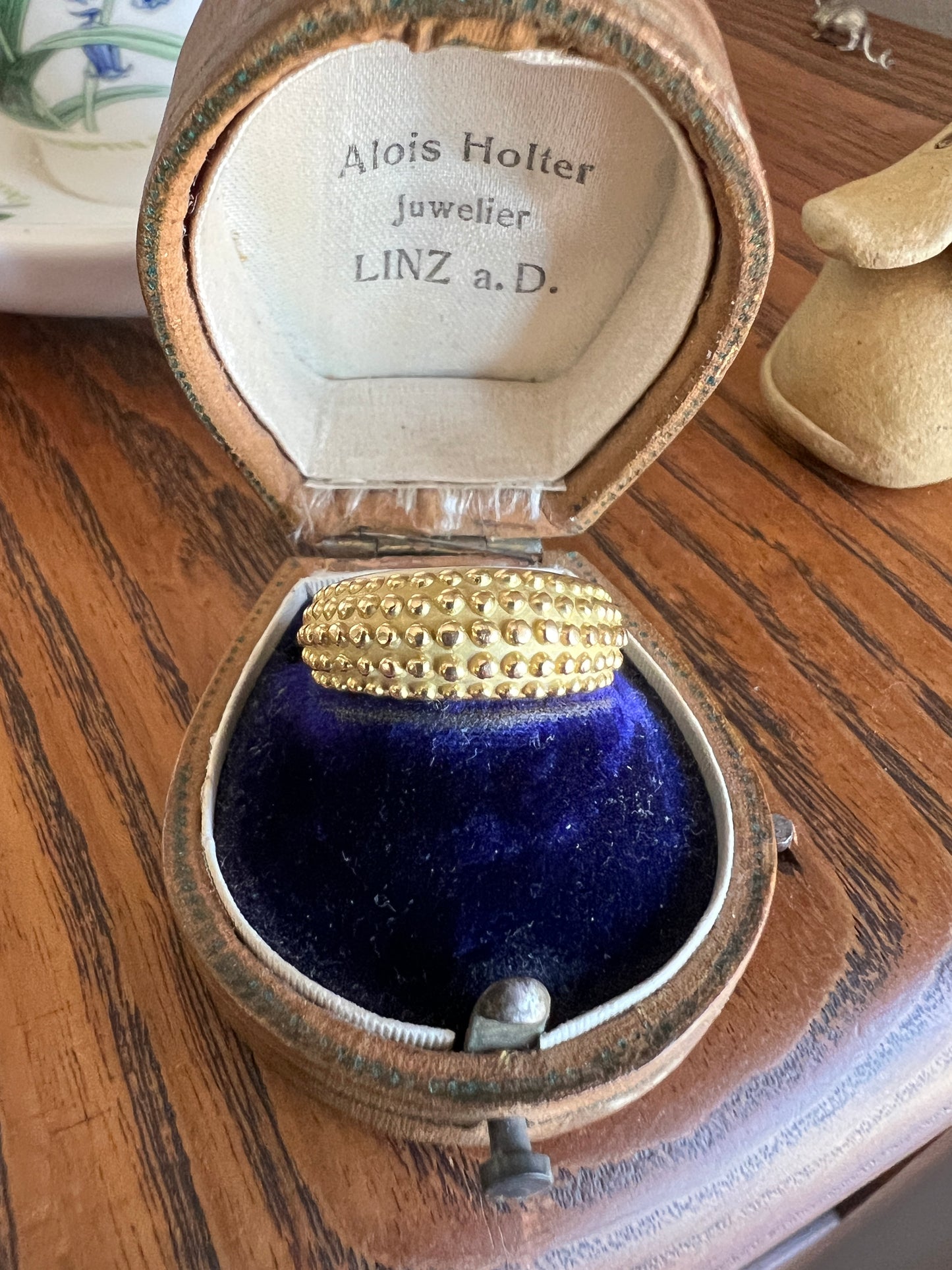 Heavy Ball Rivet Domed Band French Beaded 18k Gold Ring Satin & Shine Chunky Bombe Stacker Glowing 360 Texture Layering