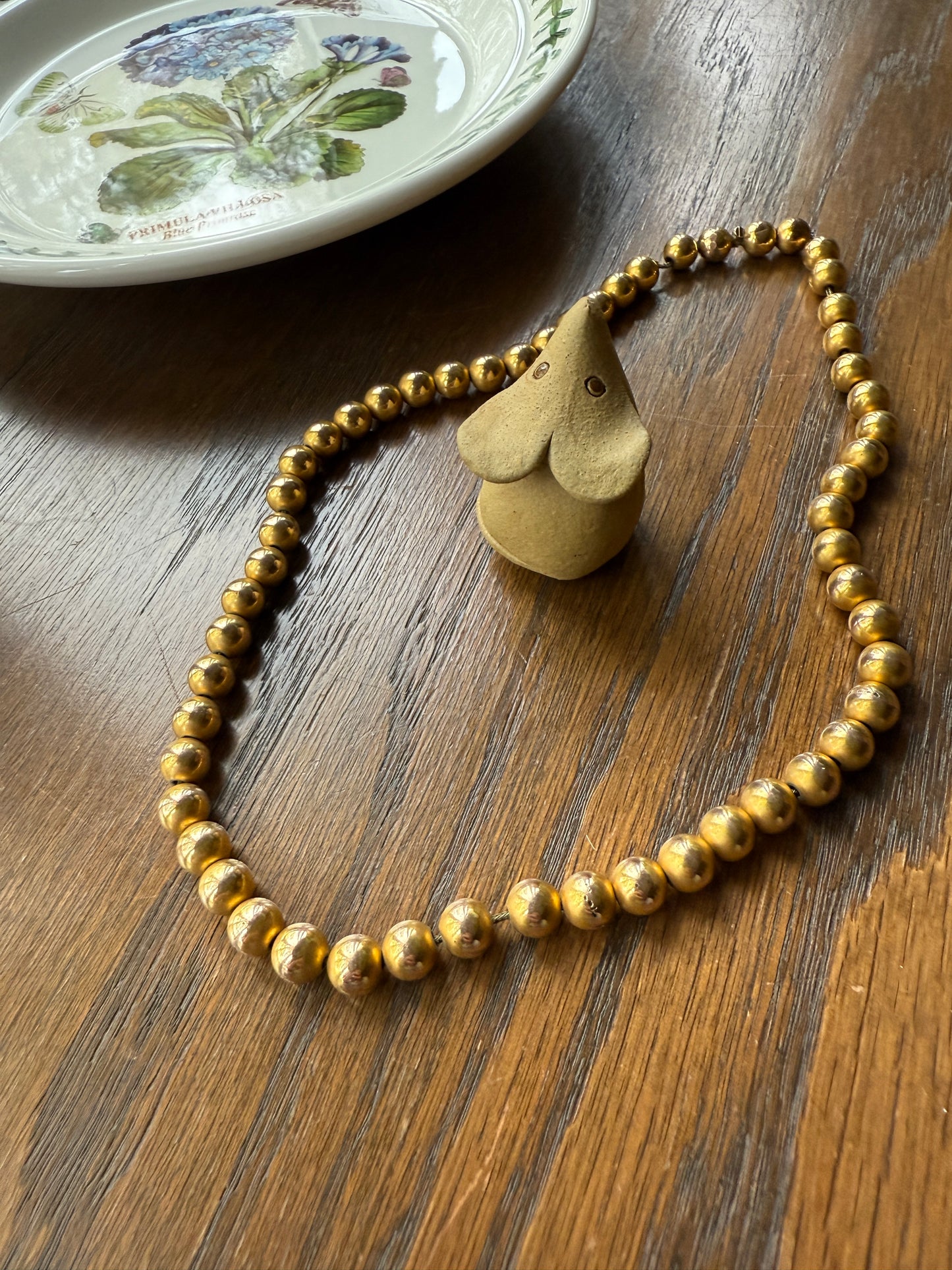 Antique Gold Fill BEAD Chain Necklace GF Pearl 16" Short Choker