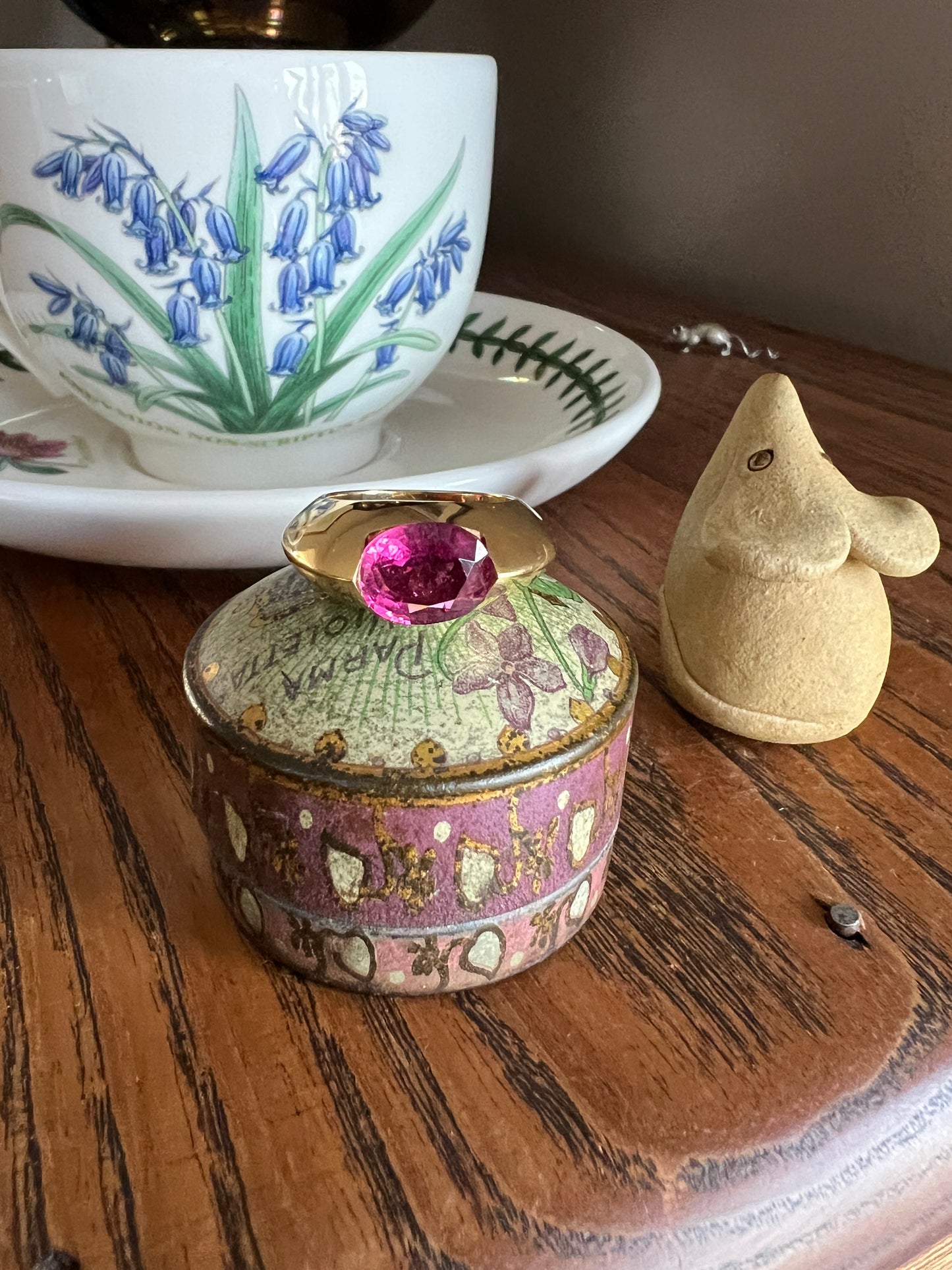 MEGA Natural Pink TOURMALINE Knife Edge Domed Bombe Ring Band French Vintage Preowned HEAVY 13.6g 18k Gold Retro Statement Stacker