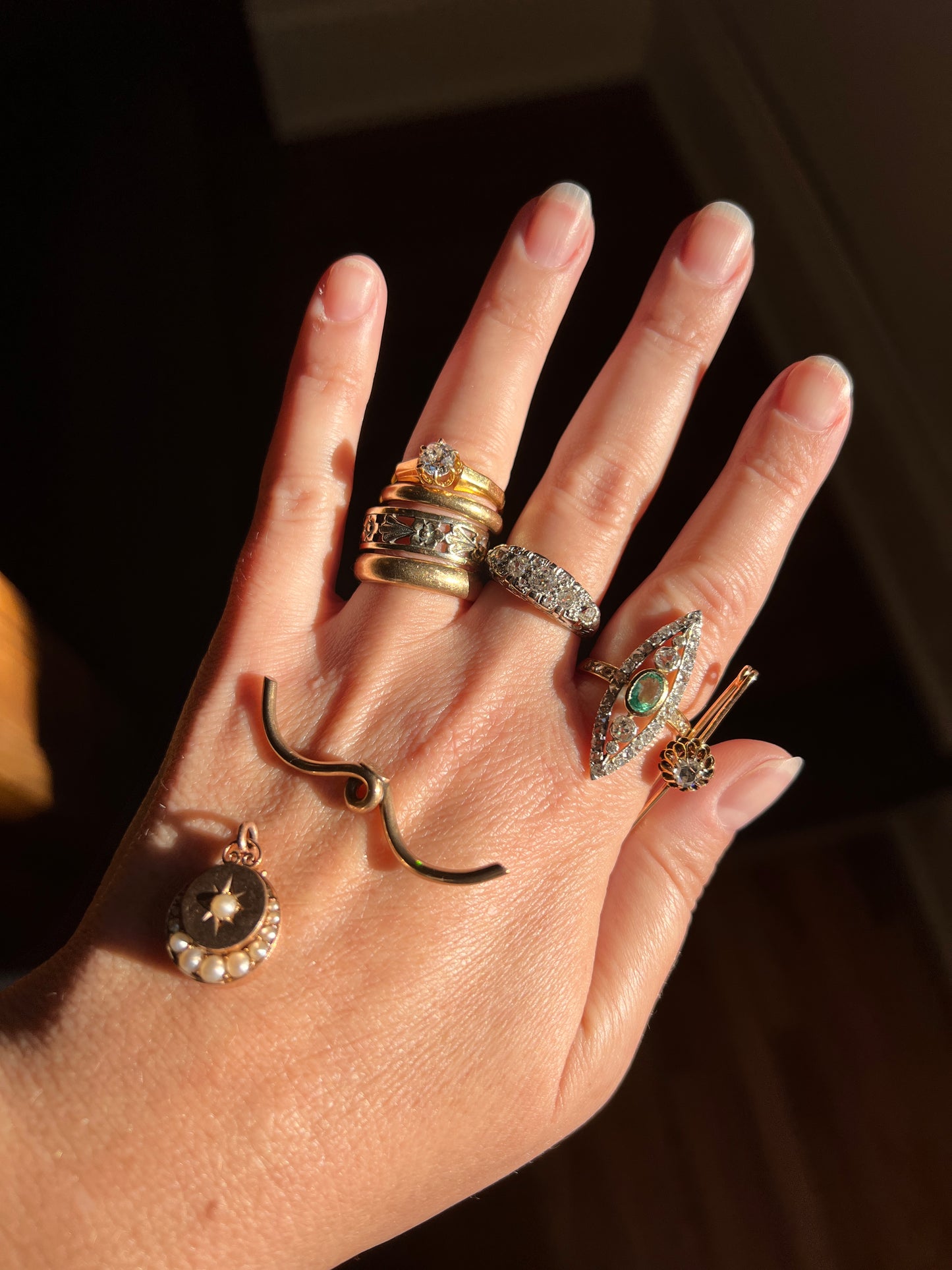 BEVELED Antique Eye Clean .6 Carat FIERY Old Mine Cut DIAMOND Solitaire Ring 18k Gold Engagement