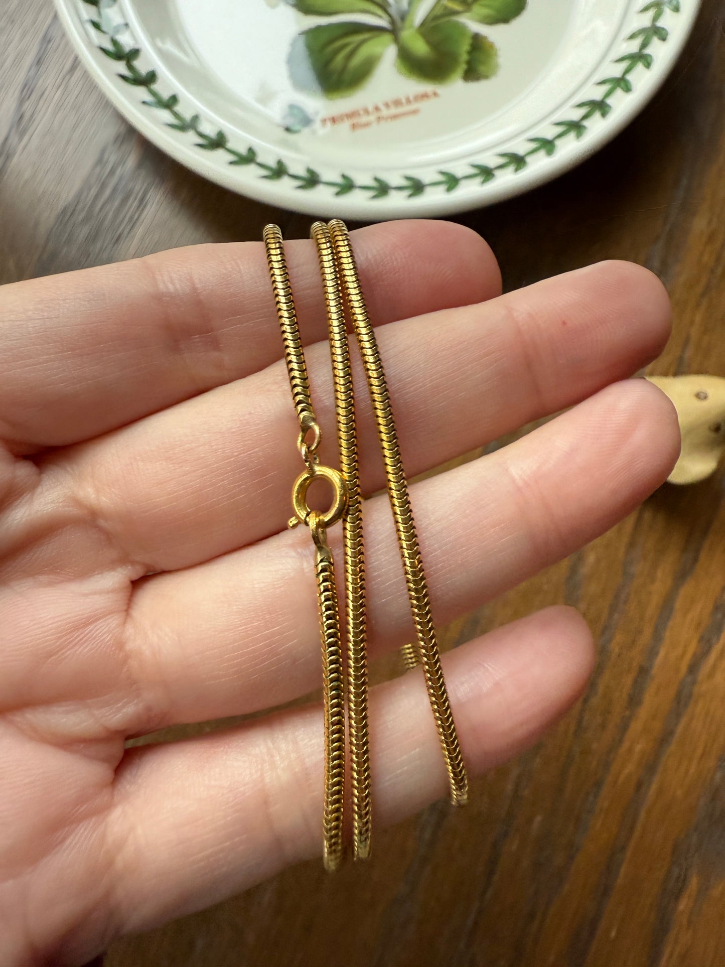 French Vintage Gold Filled Liquid Snake Tube Chain Layering Long Necklace