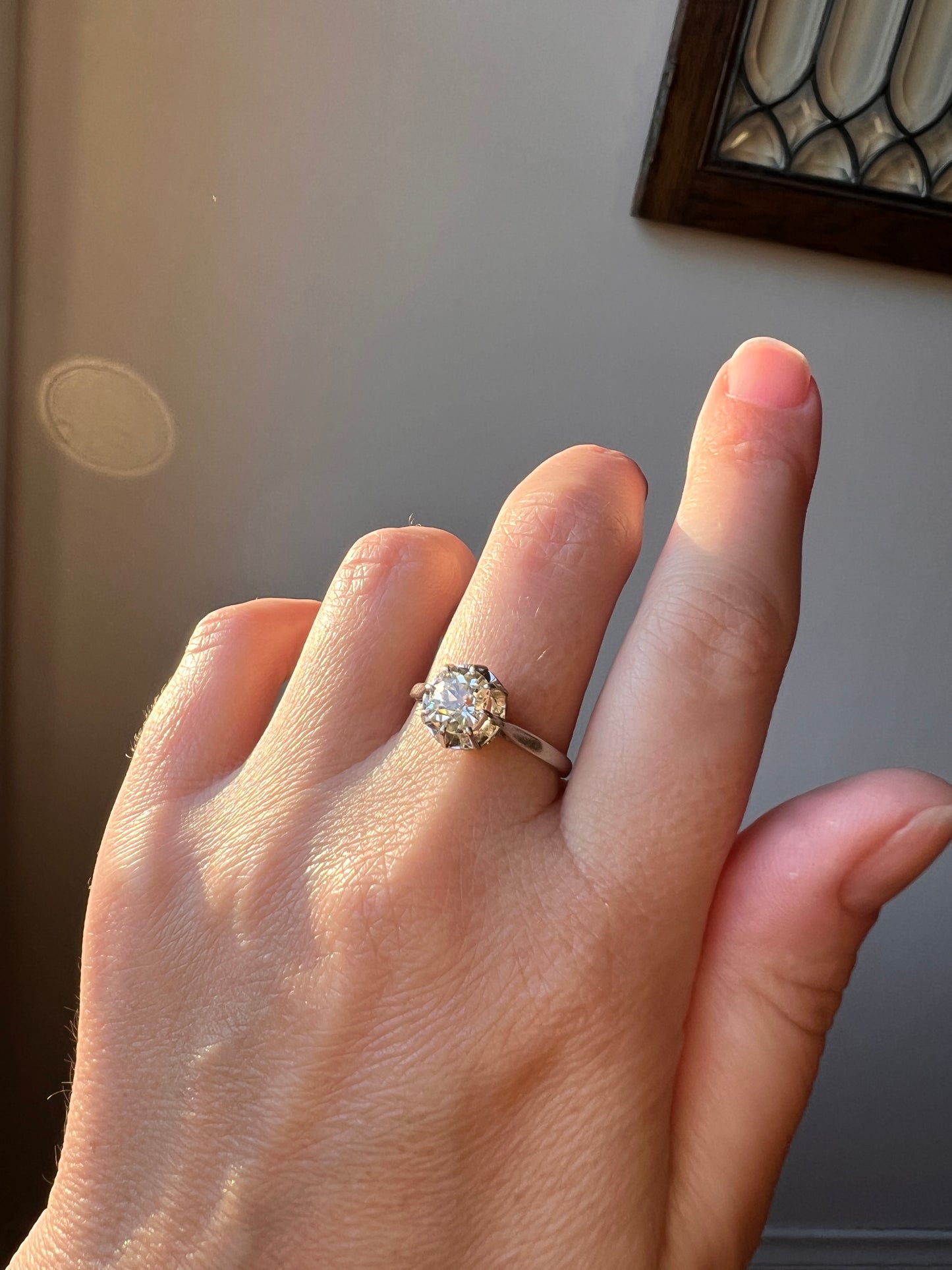 One Carat Old Mine Cut DIAMOND French Antique PLATINUM Ring Solitaire Engagement Edwardian Eye Clean!