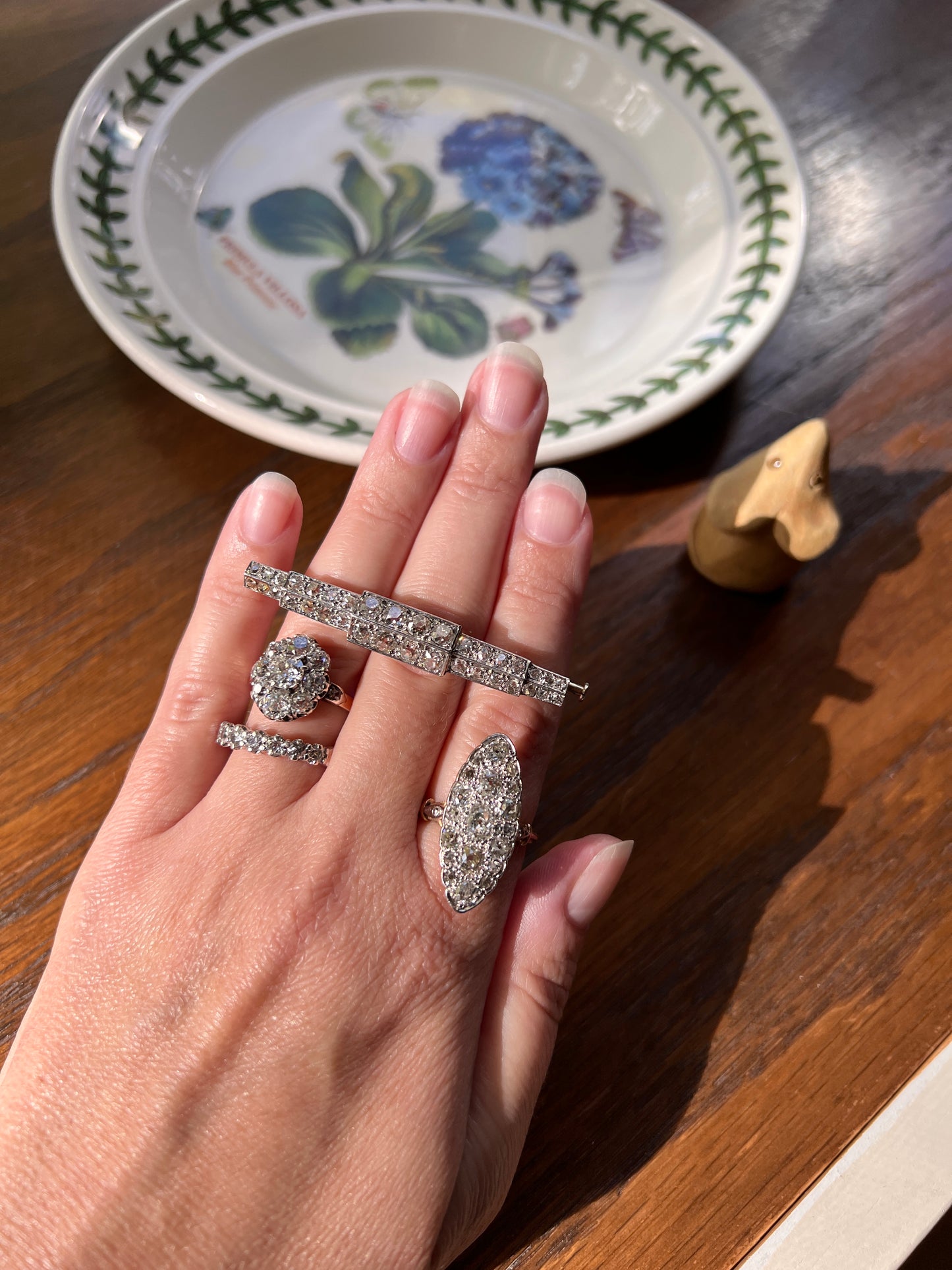 My Best ANTIQUE 2.15 Carat 11 Old Mine Cut DIAMOND Daisy Cluster Ring 18k Rose Gold & PLATiNUM Belle Epoque Oval