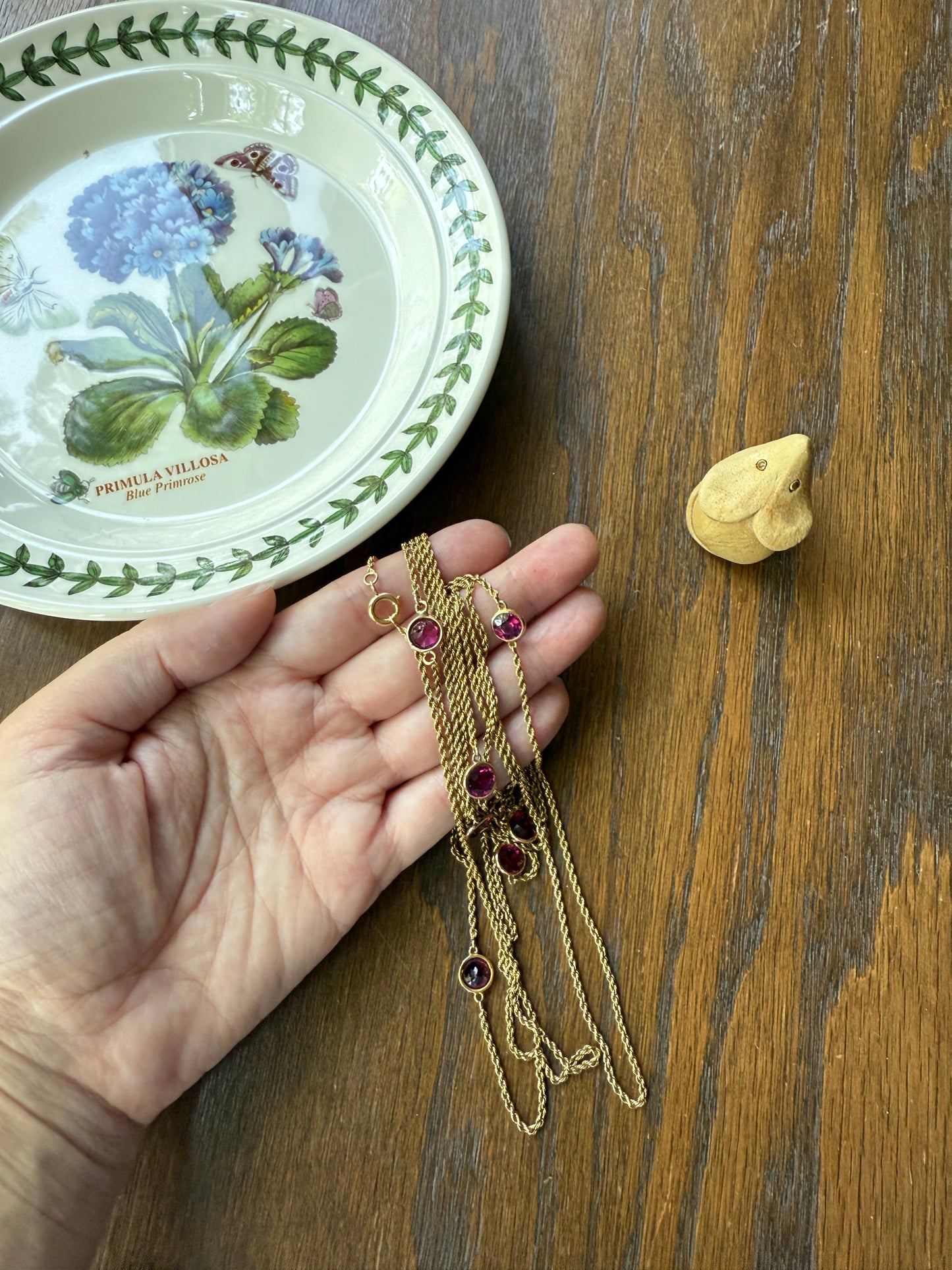 Victorian X Long Antique GARNET Station Chain Guard 67 Inch (!) 5.5 FEET 22g 14k GOLD Necklace Berry Pink Purple Neckmess Body Chain Gift
