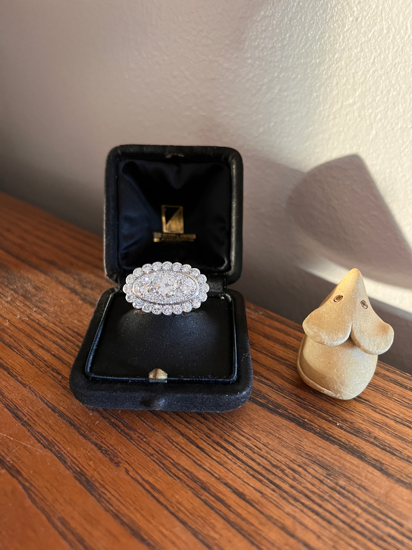 Vintage VAN CLEEF & ARPELS Boxed 5.25 Carat Transitional Cut Diamond Ring Heavy 22g 18k Gold Platinum Vtg to Antique Art Deco Special in Original Box