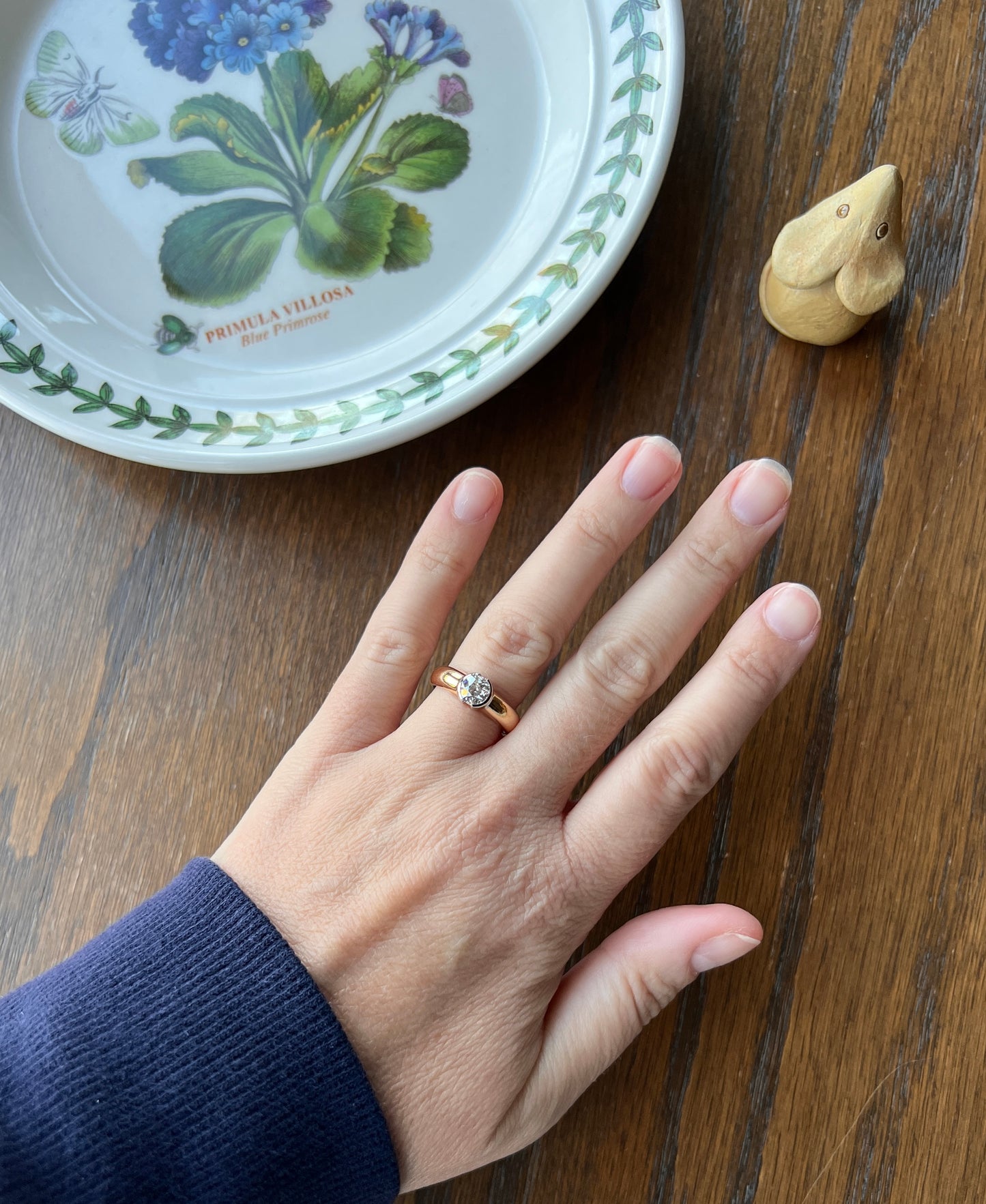 Vintage .6 Carat Antique Old Mine Cut DIAMOND French Art Deco Bezel Set Ring Stacker Band 18k Gold Solitaire