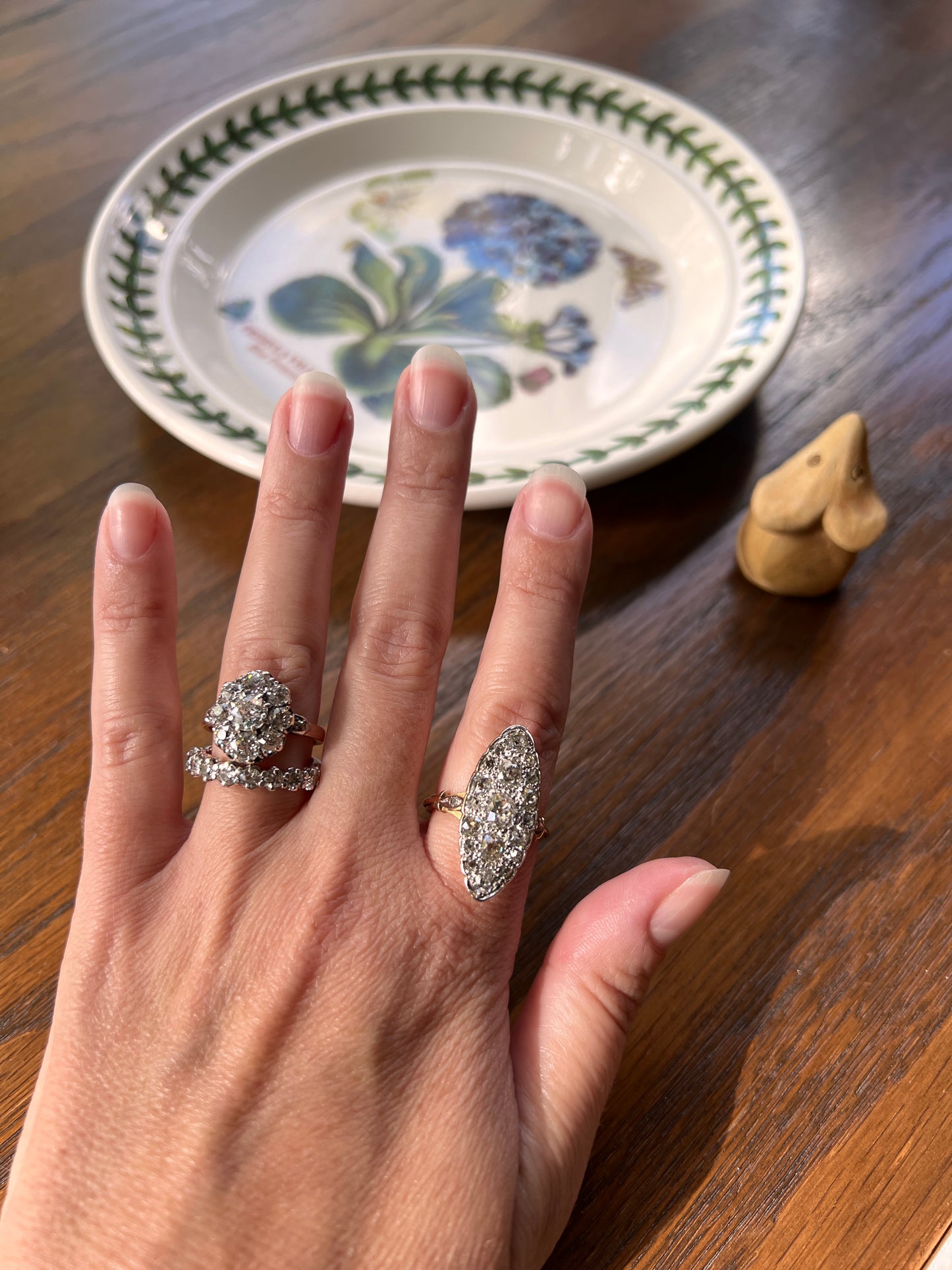 My Best ANTIQUE 2.15 Carat 11 Old Mine Cut DIAMOND Daisy Cluster Ring 18k Rose Gold & PLATiNUM Belle Epoque Oval