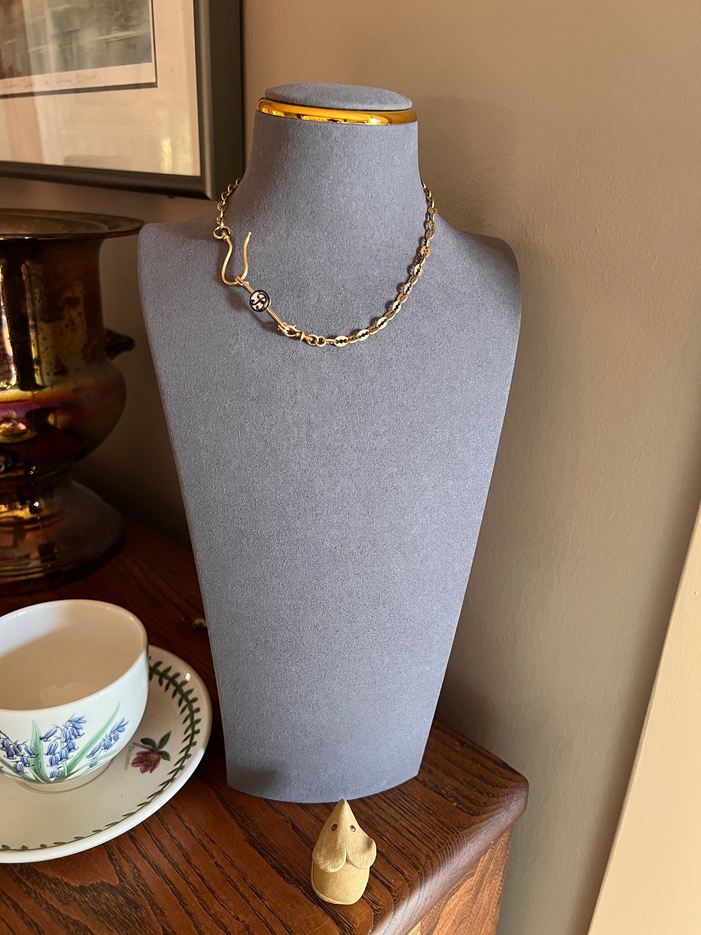 CARTIER Antique Rare BOXED Dated 1912 Letter B Initial Safety Pin Pendant Charm Holder Connector Extender Art Nouveau