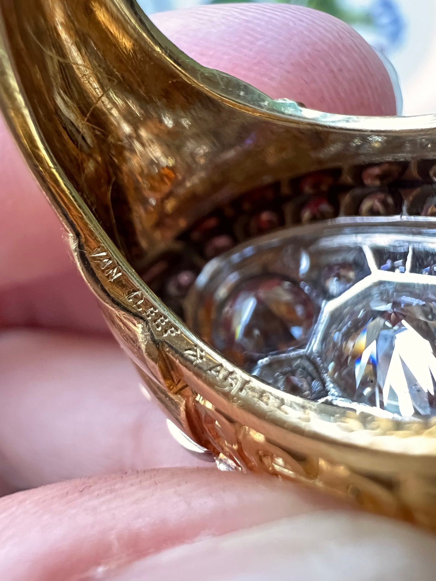 Vintage VAN CLEEF & ARPELS Boxed 5.25 Carat Transitional Cut Diamond Ring Heavy 22g 18k Gold Platinum Vtg to Antique Art Deco Special in Original Box