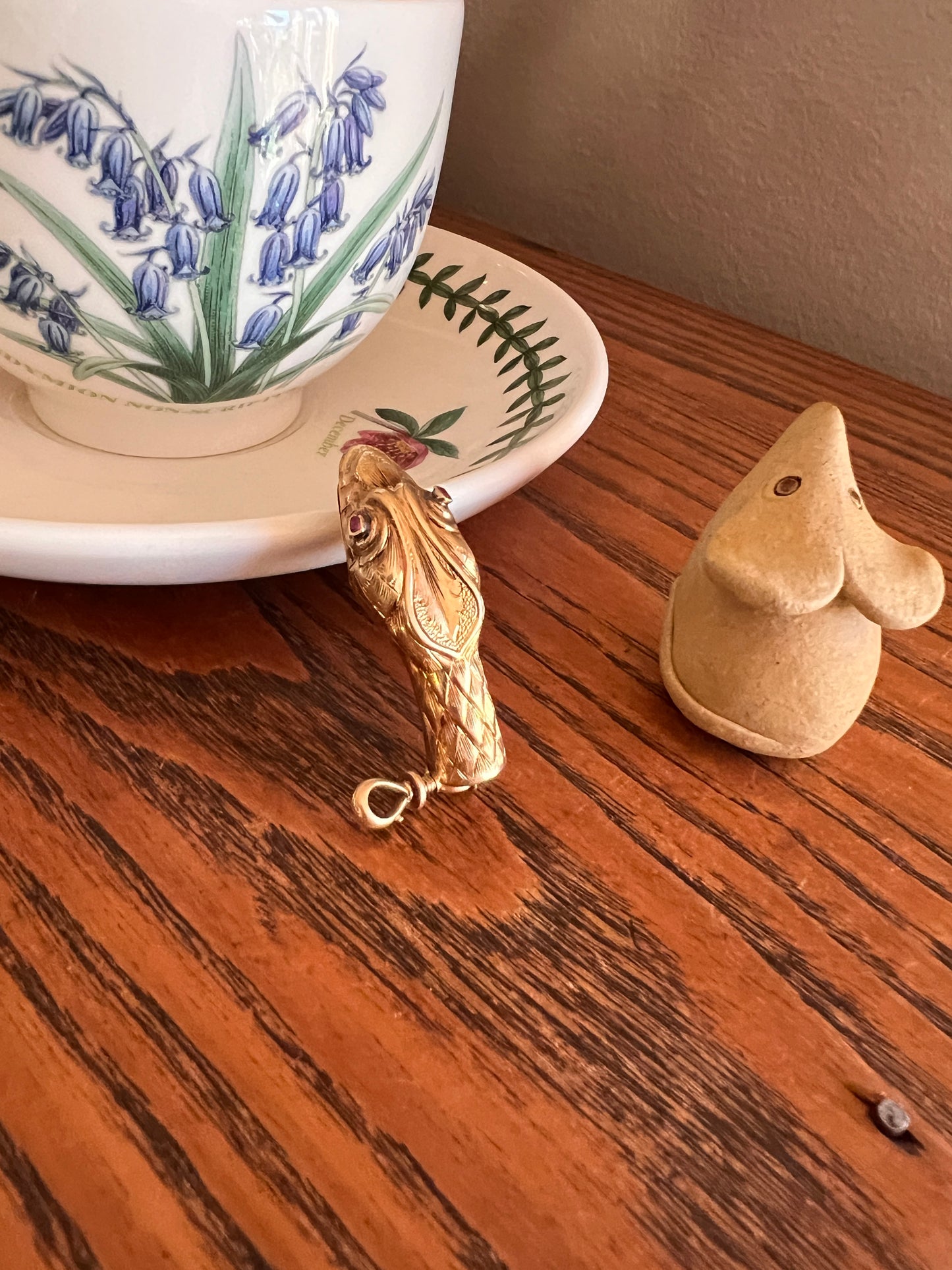 Smiling SNAKE Large Victorian Antique Pendant Figural TEETH! 5.2g 18k Gold Solid French Swivel w/ Dog Clip