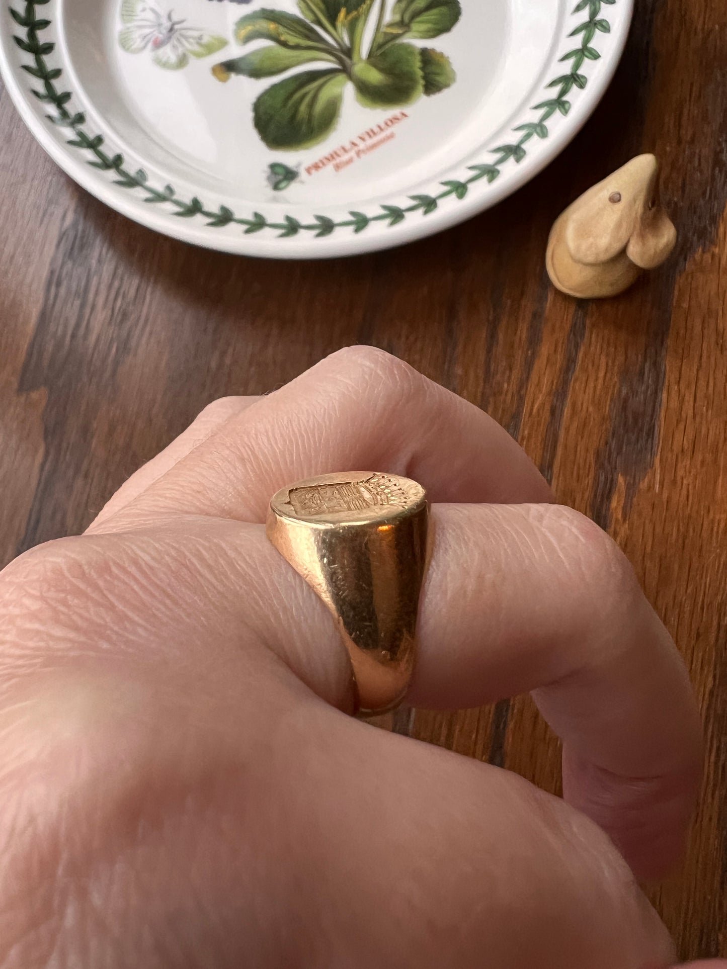 French Nobility HEAVY 12g 18k Gold Count's CROWN Chunky Signet Ring Victorian Floral Wax Seal Unisex