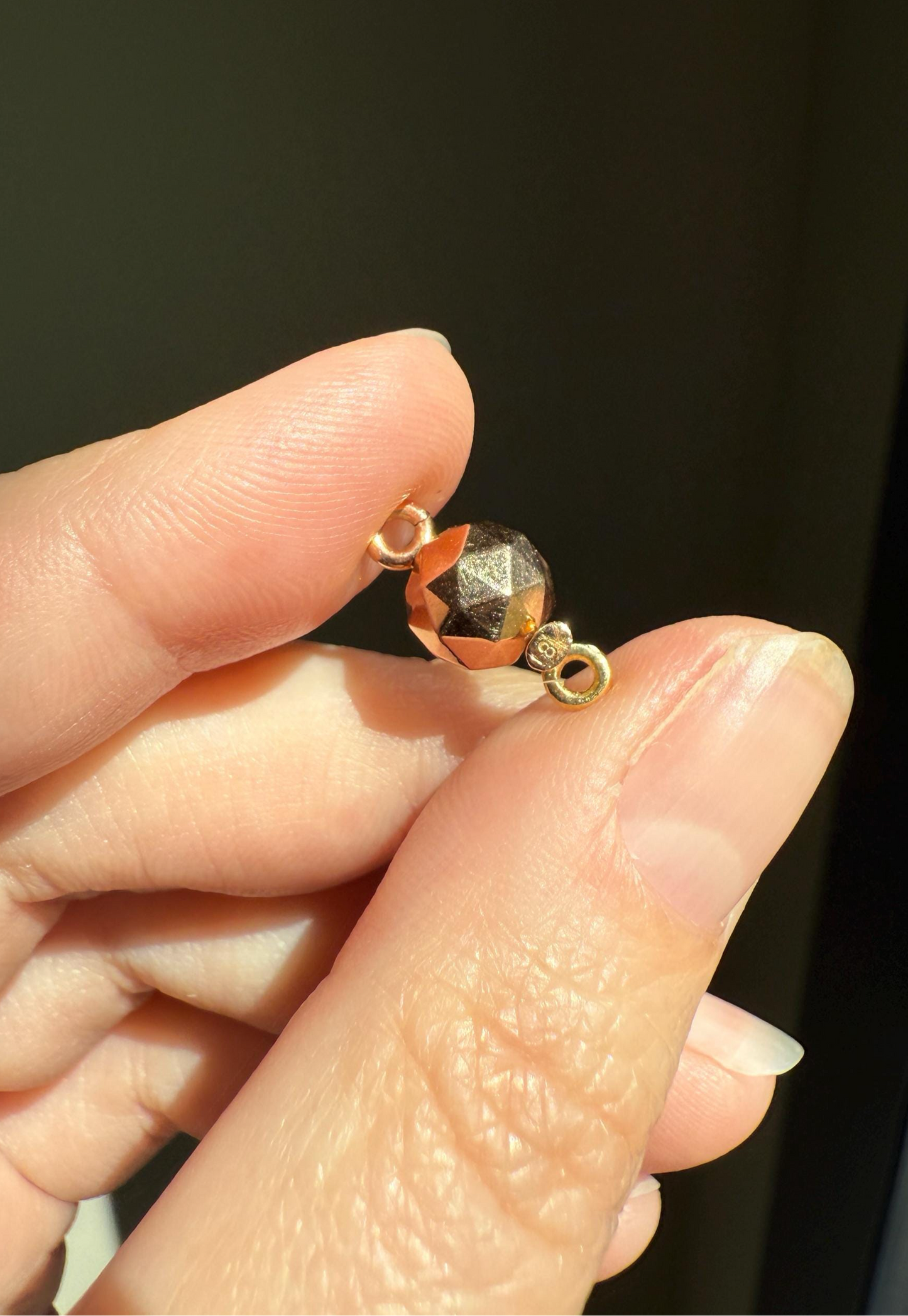 Faceted Gold Ball Bead CLASP Pendant 18k Rose Gold Antique New Old Parts Necklace EXTENDER Connector Findings Neckmess Neckstack 3 Avail
