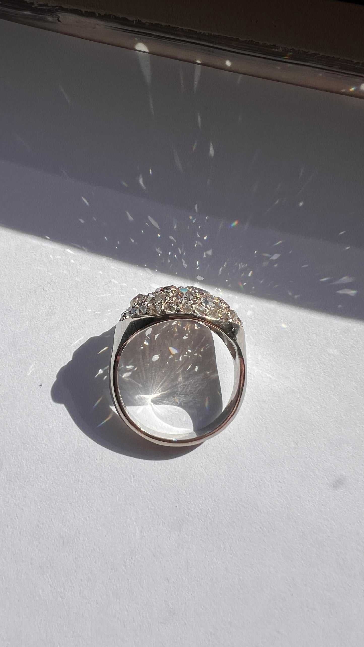 DOMED Vintage Pave 2.75 Carat Antique Old Mine Cut DIAMOND Cobblestone Encrusted Cluster Oval Ring
